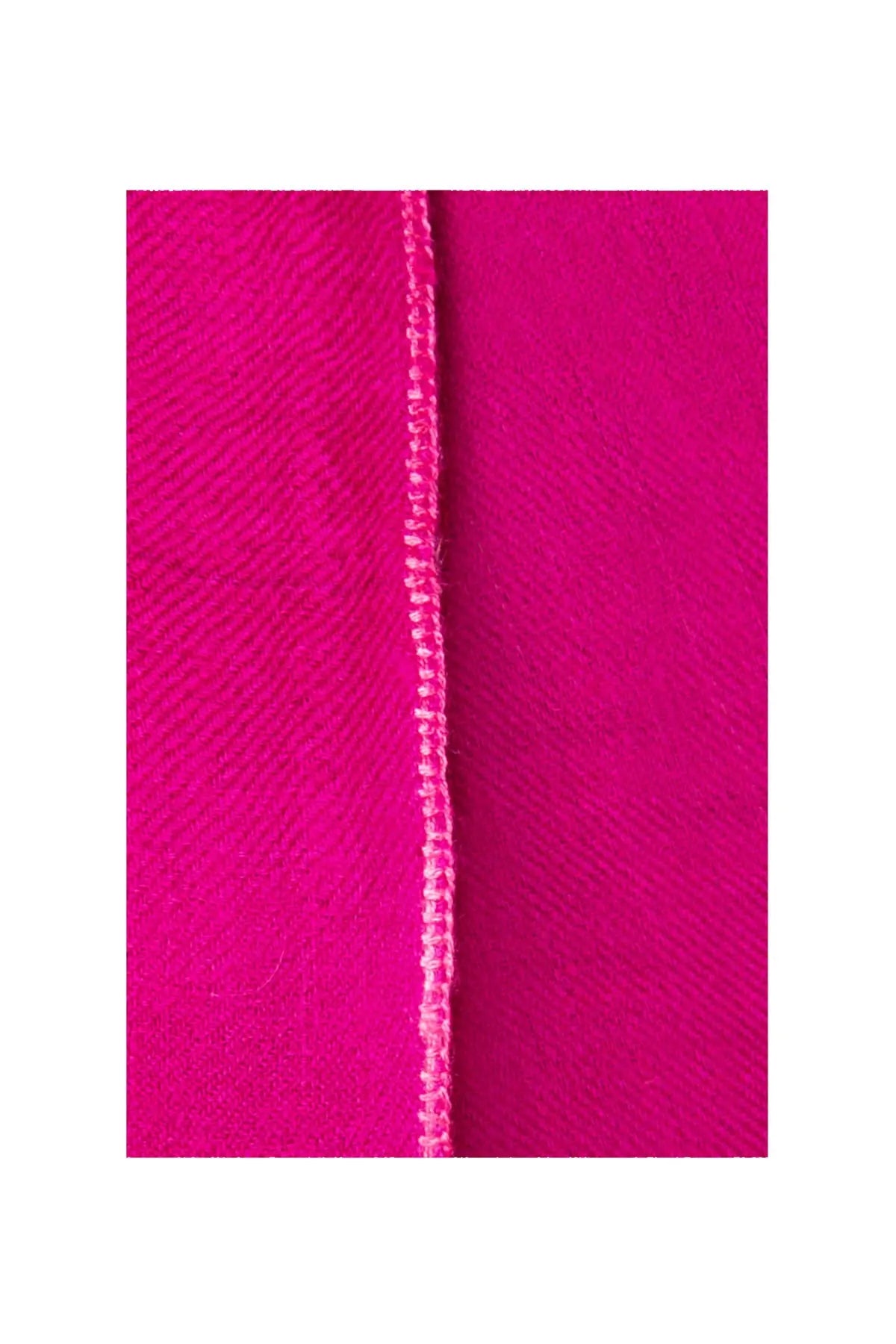 Classic Embroidered Edge Cashmere Pashmina Shawl - Bright Pink Debonnaire