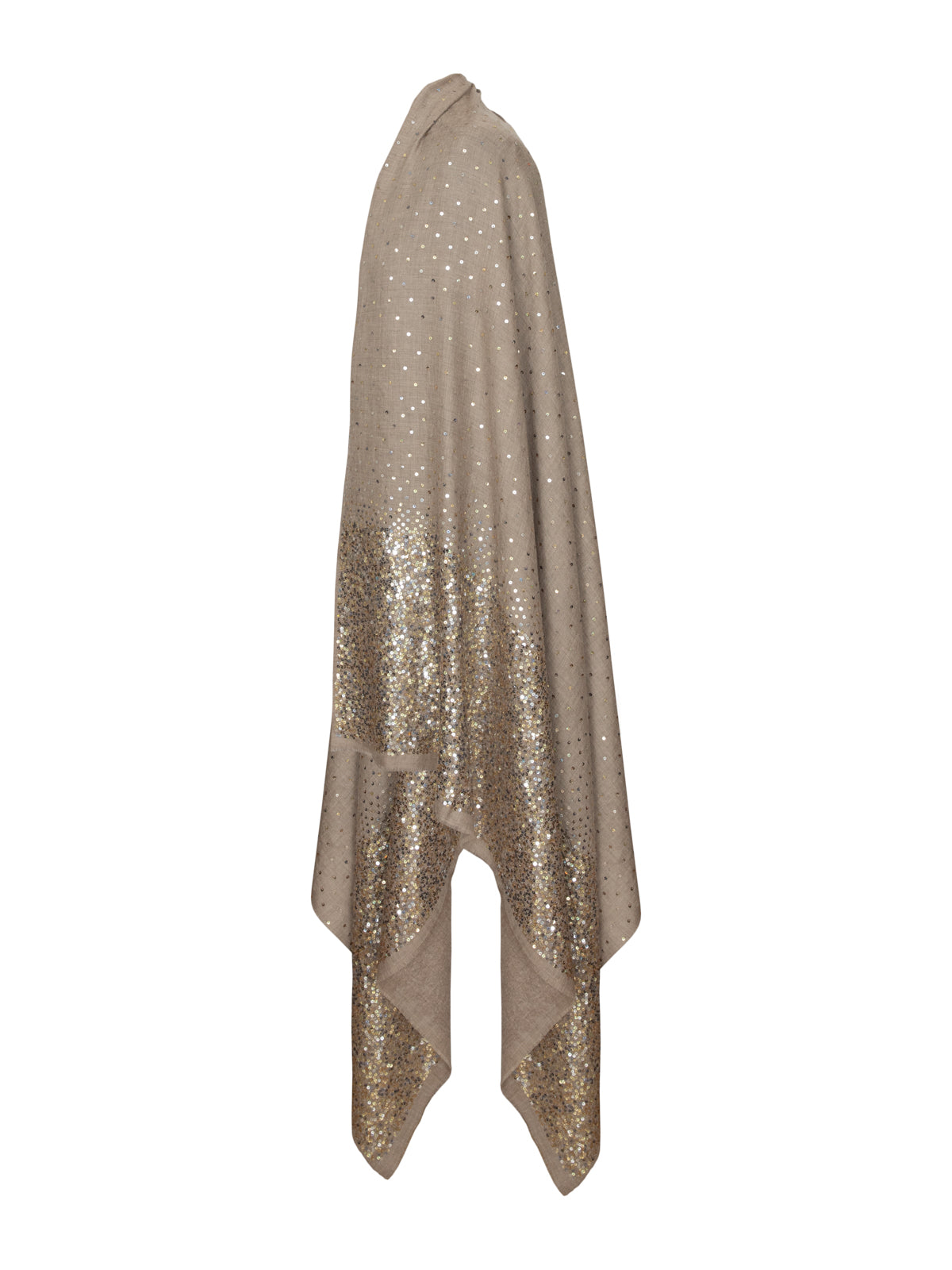 Sequin embroidered Pashmina Shawl - Natural