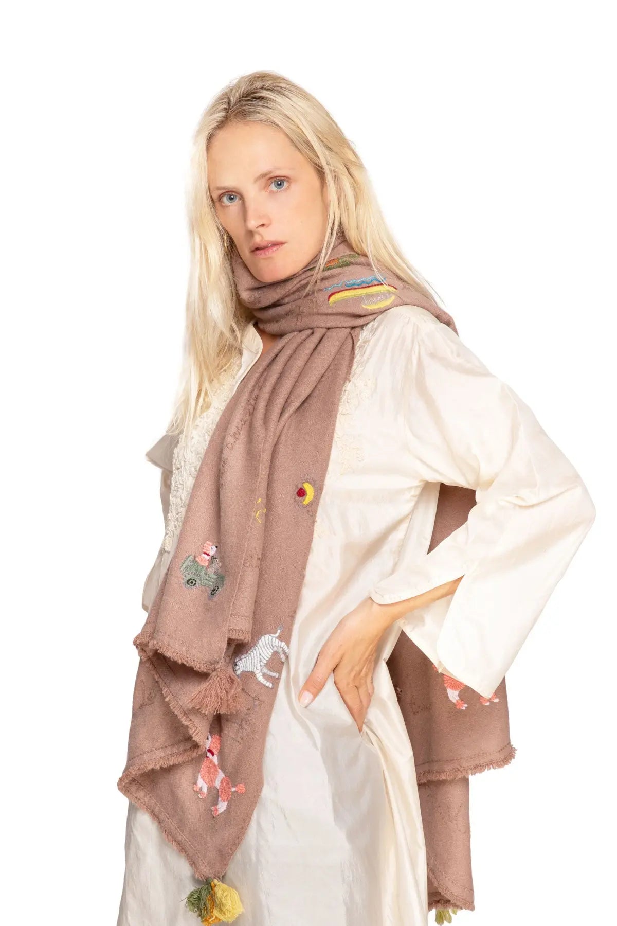 Safari Holiday Shawl - Light Brown The Holy Goat