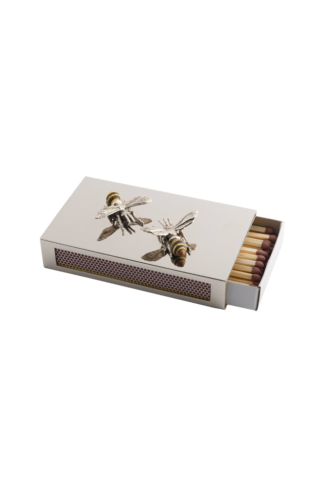 Silver Match Box Cover - Bees