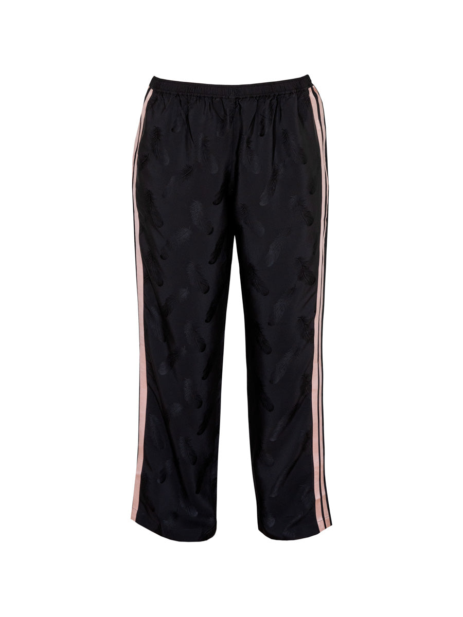 Black and Pink Silk Feather Yana Pants