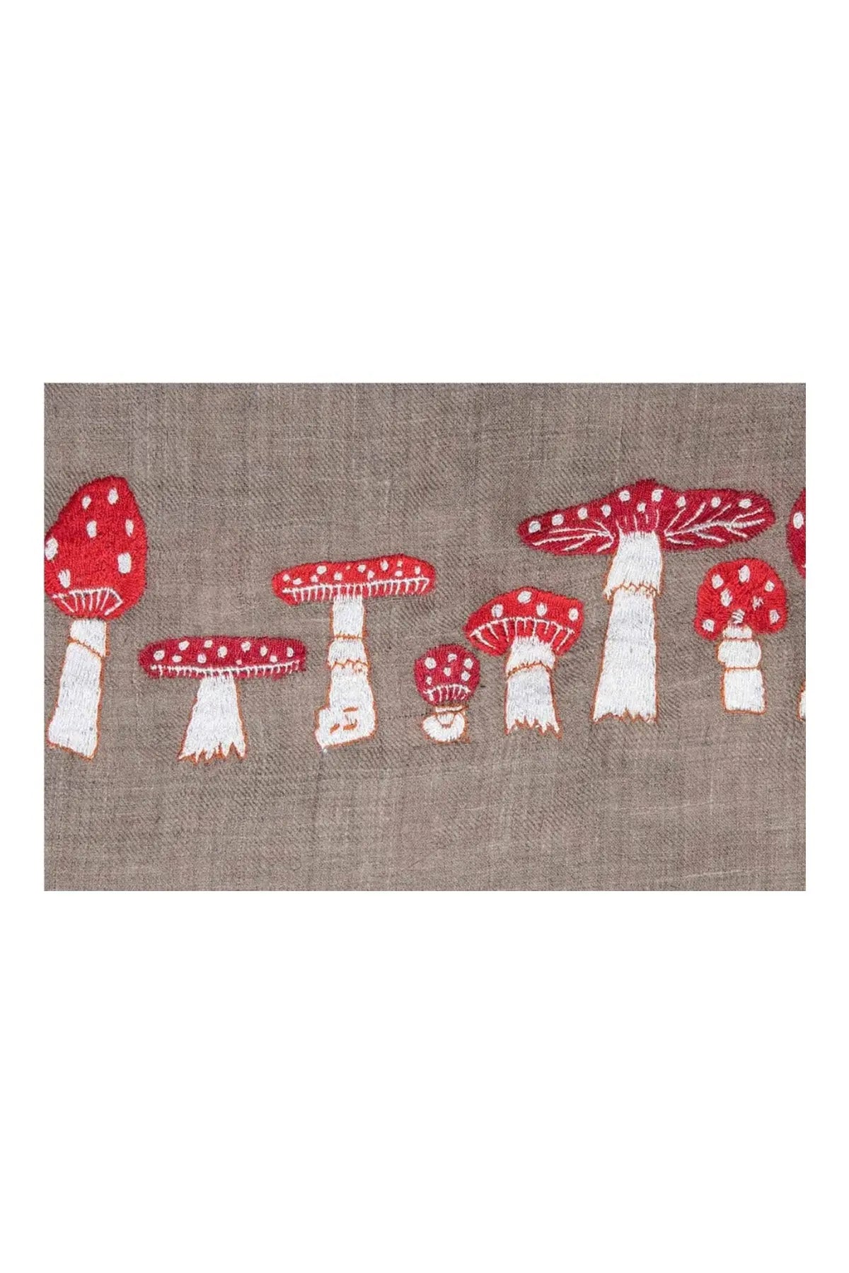 Mushroom Embroidered Pashmina Shawl - Taupe Debonnaire