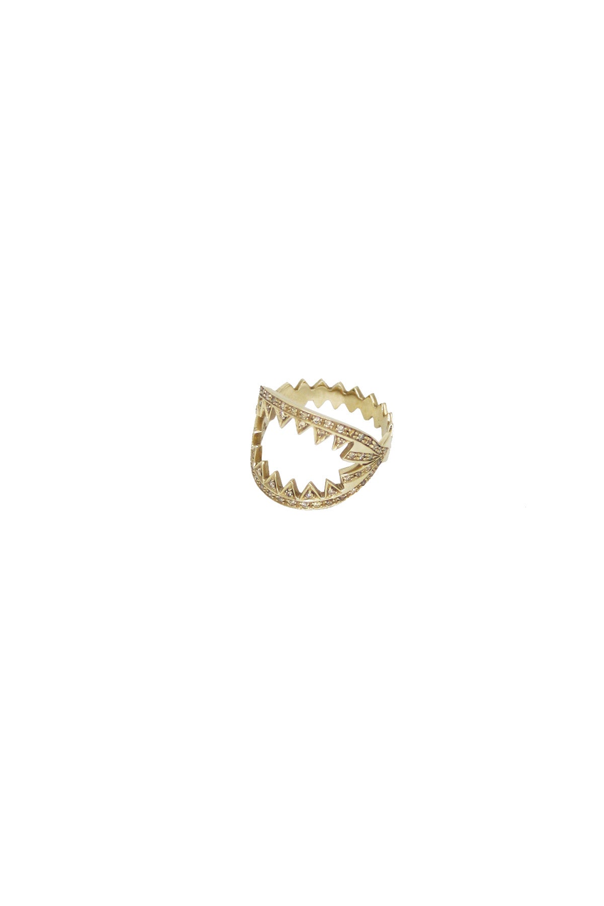 Yellow Gold Shark Ring With Brown Diamonds