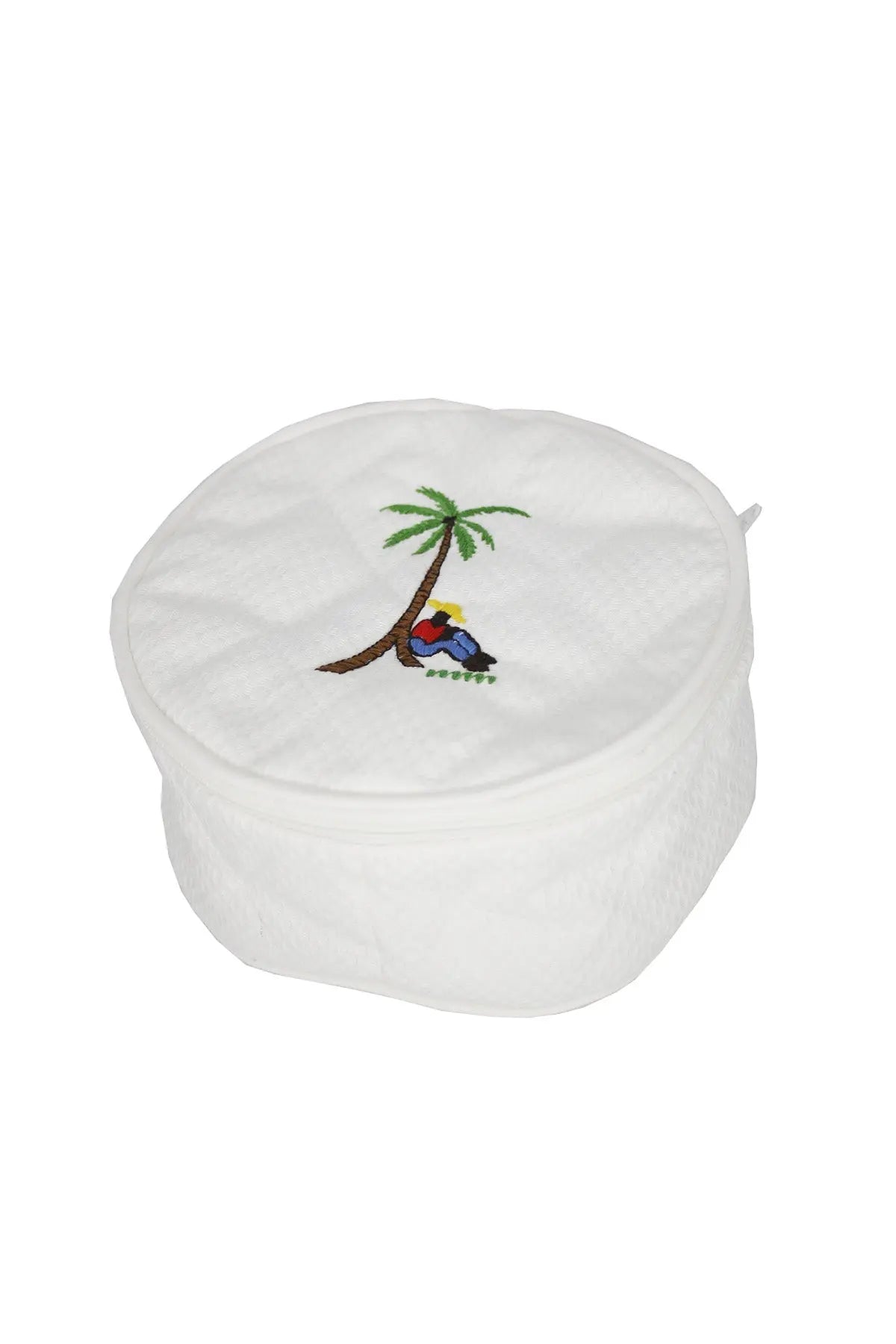 Embroidered Linen Jewellery Pouch with Palm Tree Ada Giovannelli