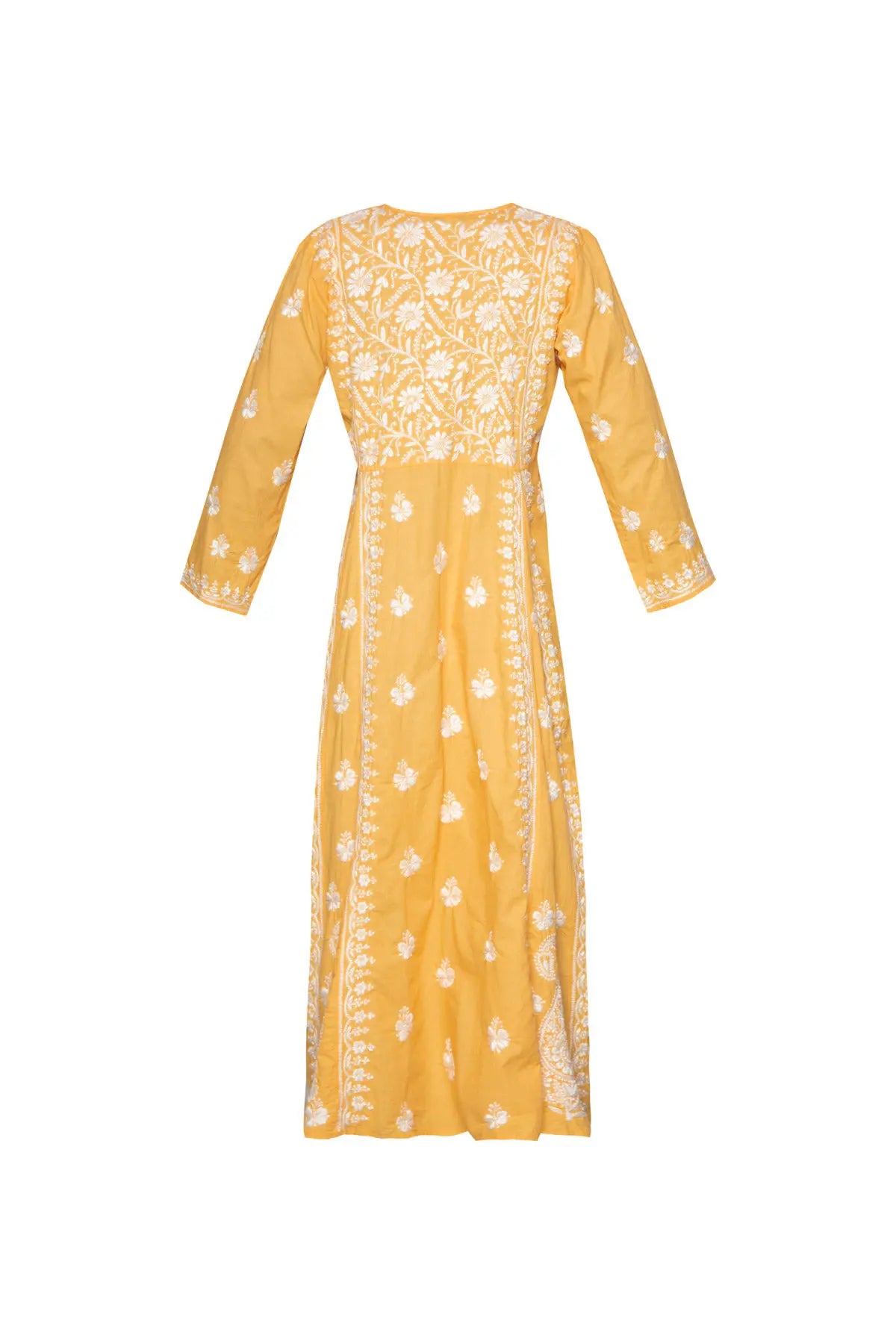 Silk Embroidered Dress - Yellow Debonnaire