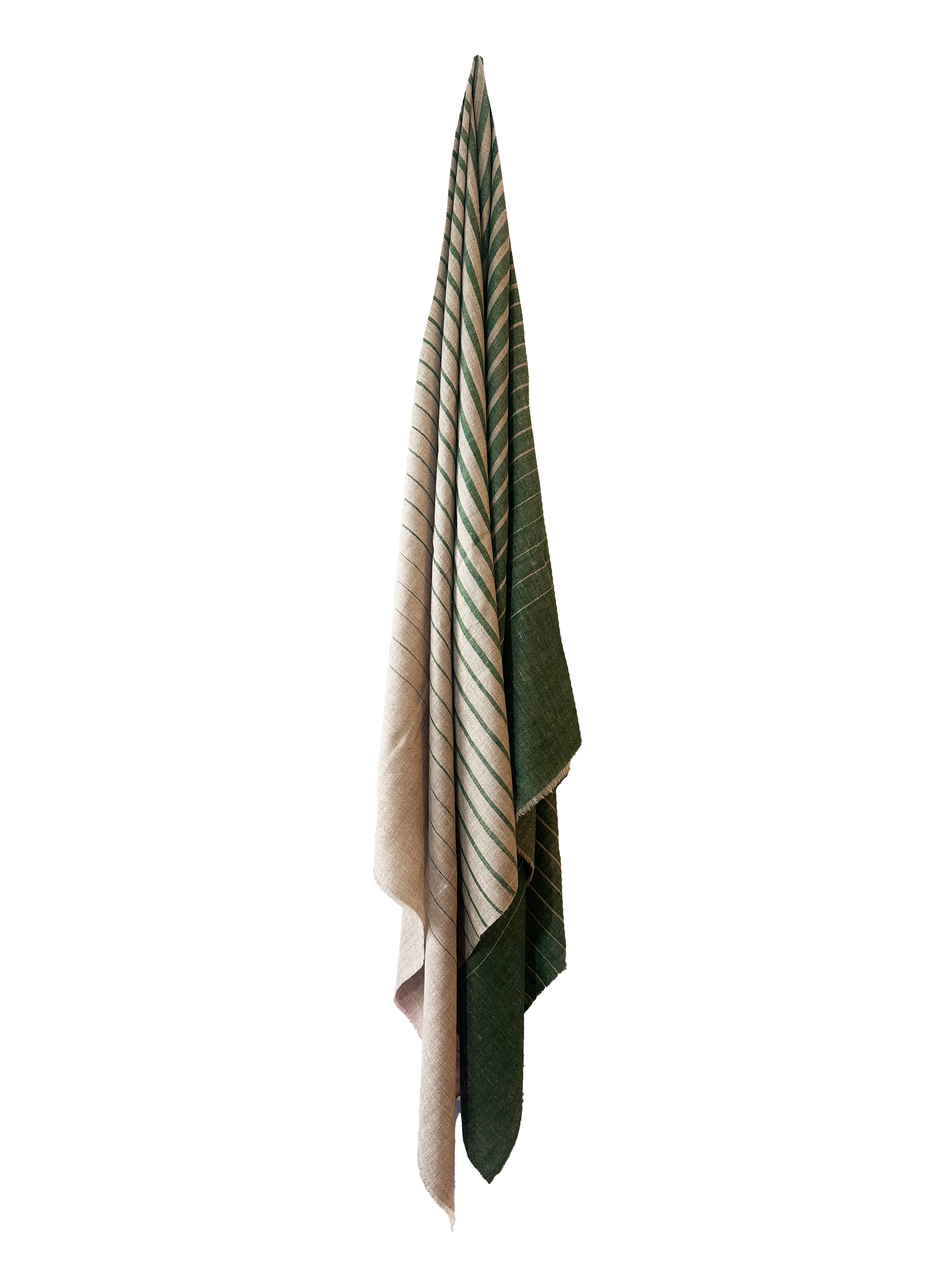 Multi Stripe Pashmina Shawl Graduating Stripes - Forest Green