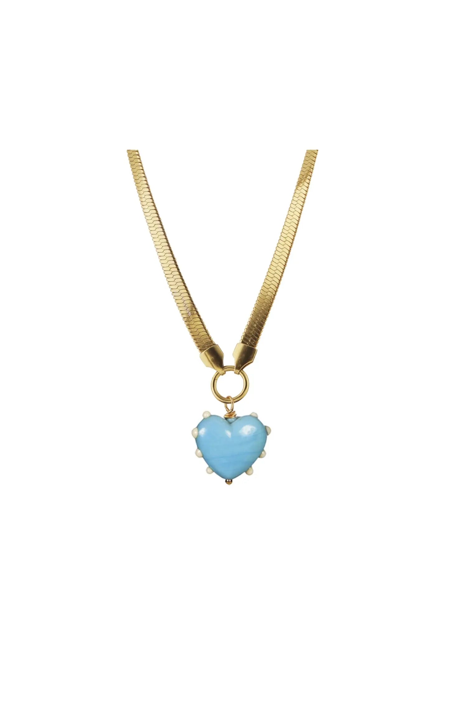 Milagros Heart Snake Chain - Blue & Ivory Sandralexandra