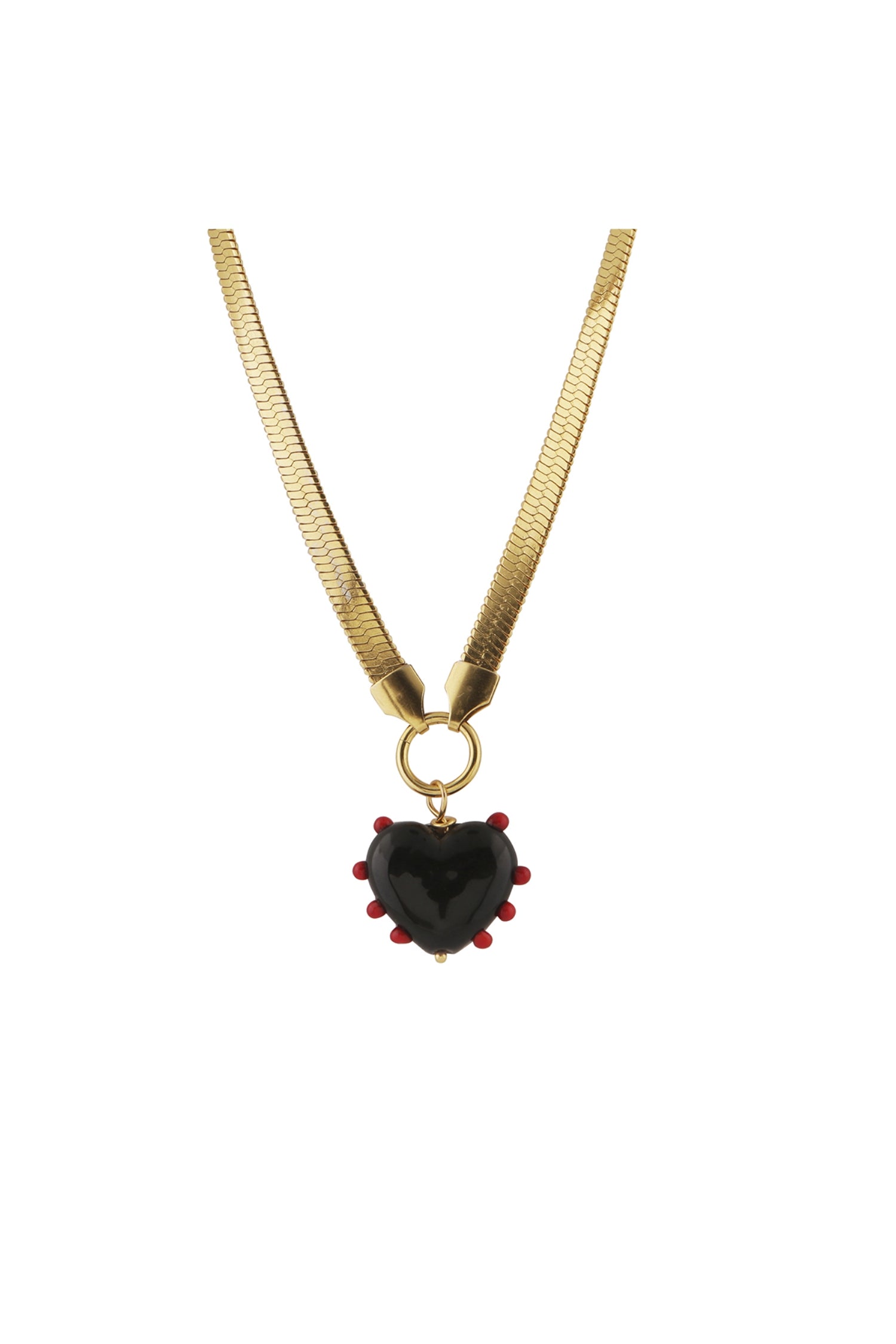 Milagros Heart Snake Chain - Black & Red