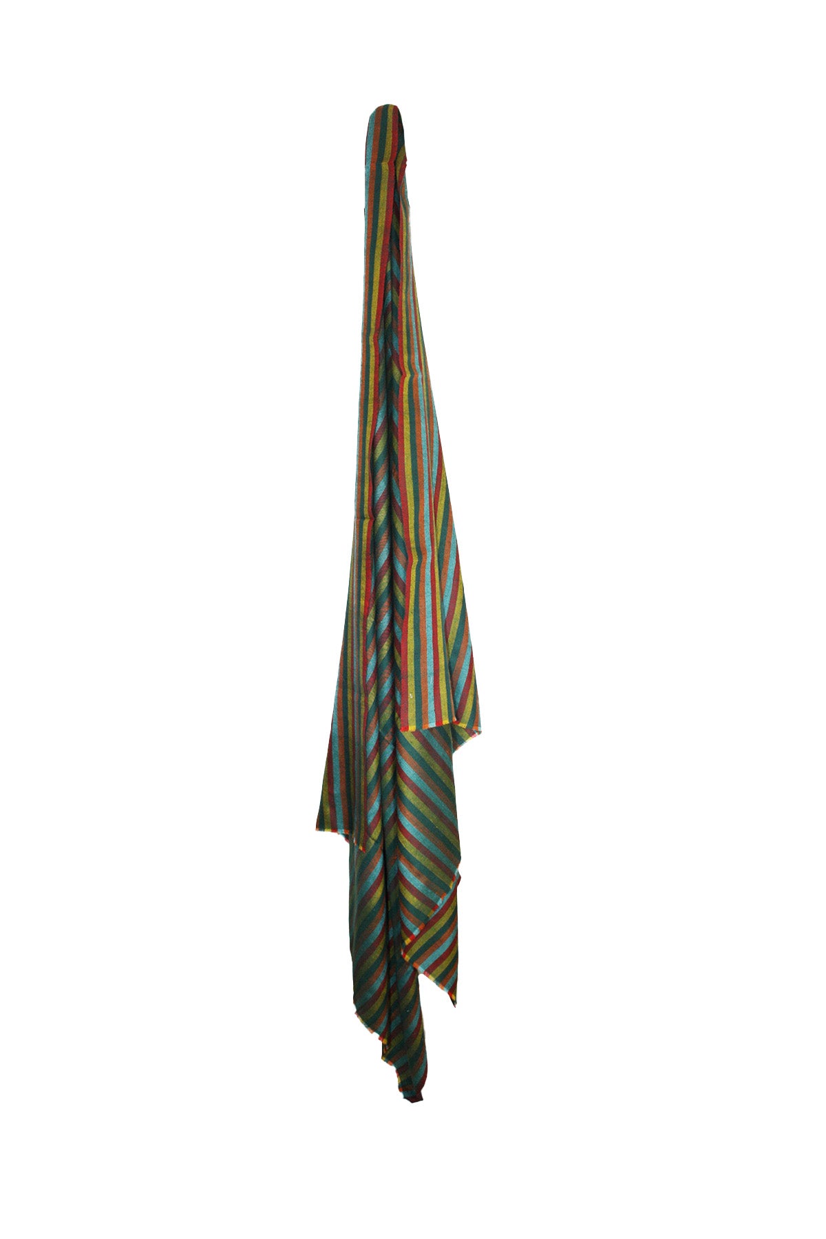 Multi Stripe Pashmina Shawl- Turquoise Rainbow