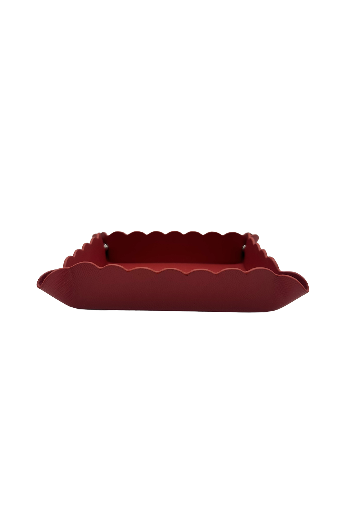 Small Scallop Leather Tray - Red