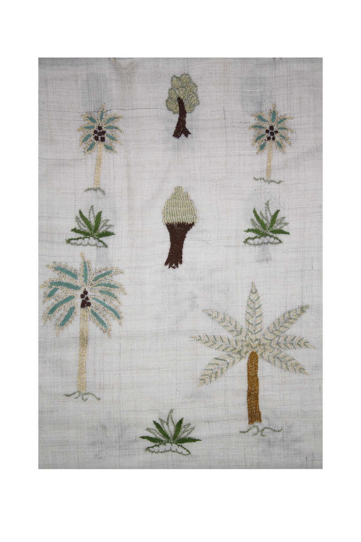 Vintage Palm Pashmina Shawl- Natural White