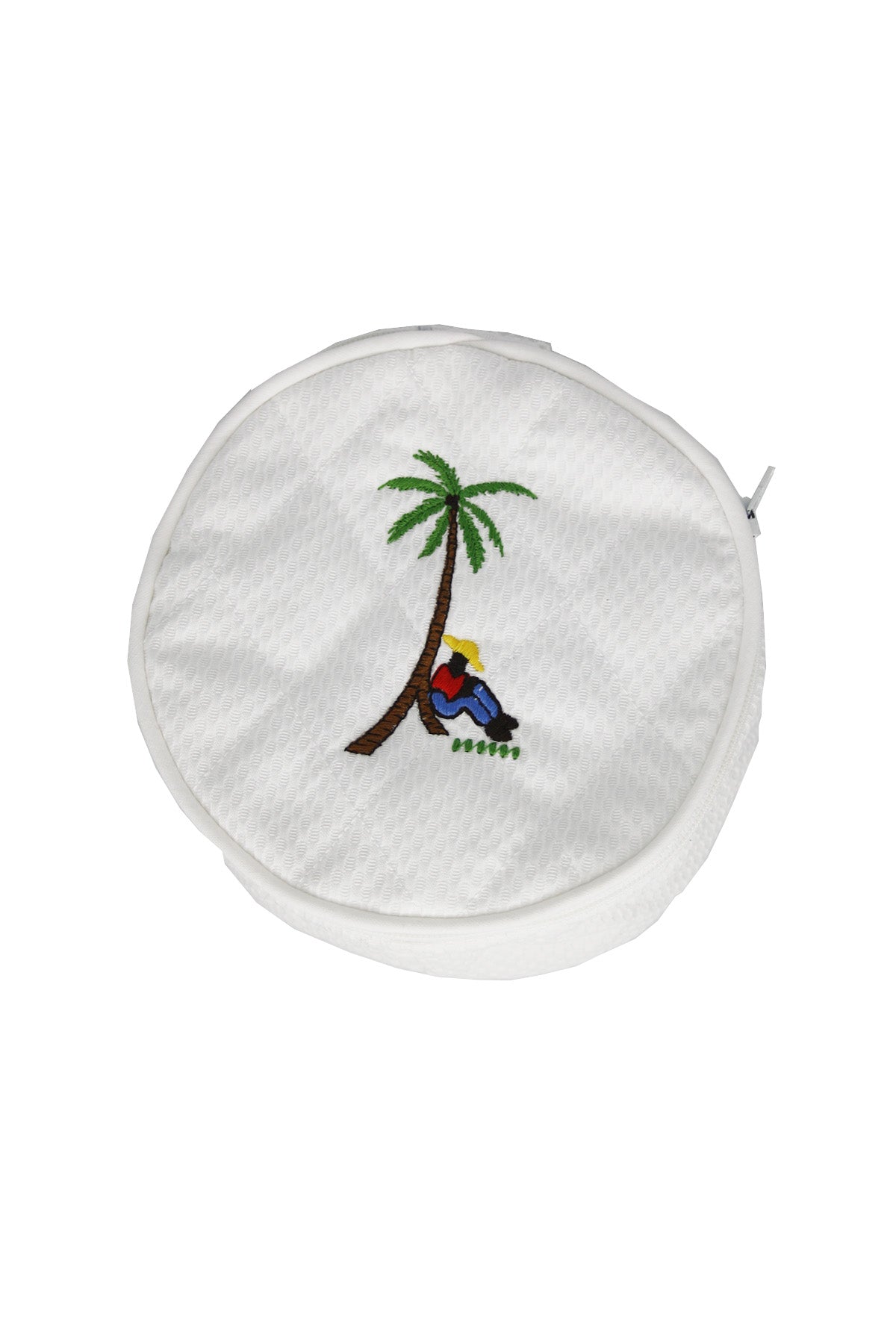 Embroidered Linen Jewellery Pouch with Palm Tree