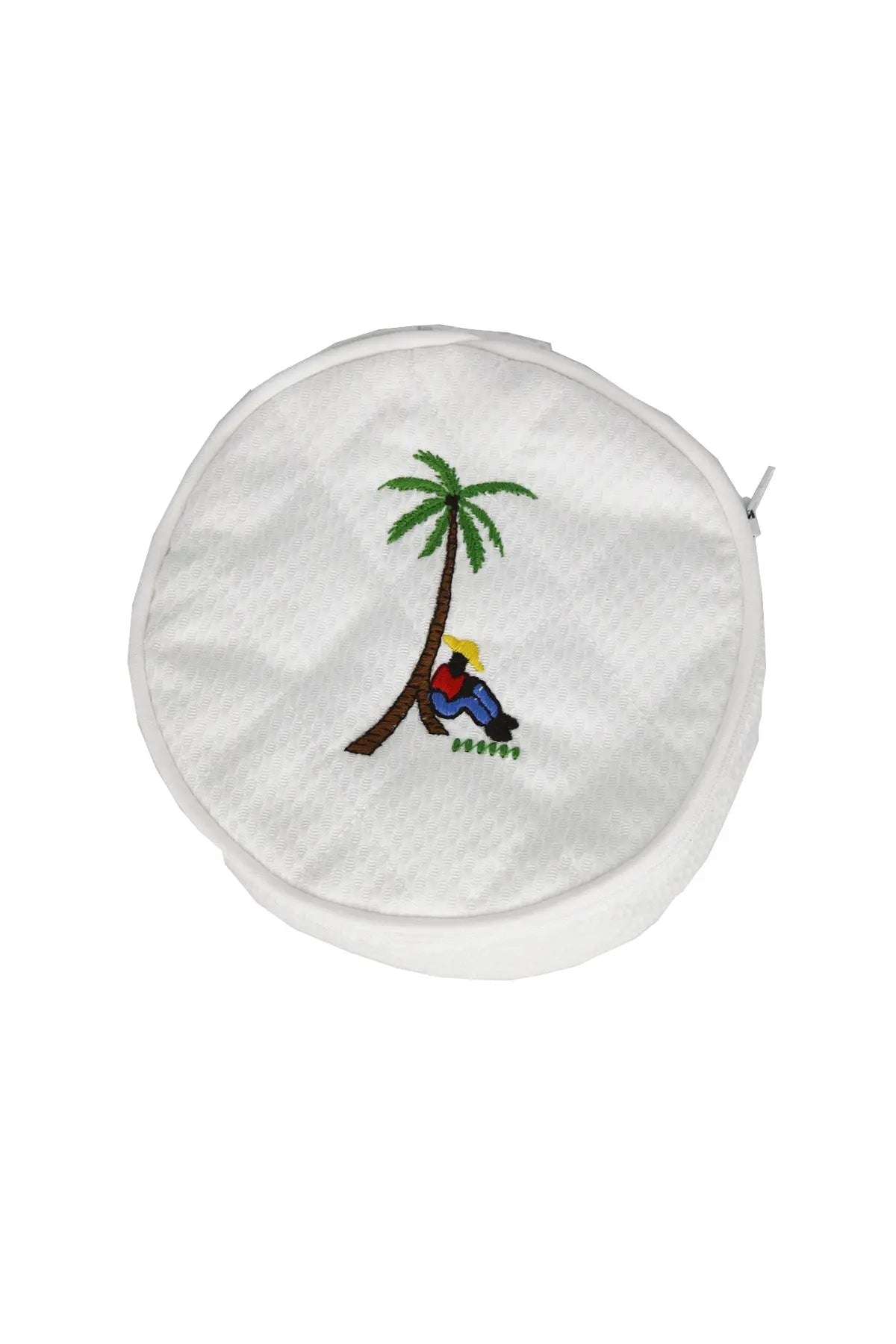 Embroidered Linen Jewellery Pouch with Palm Tree Ada Giovannelli