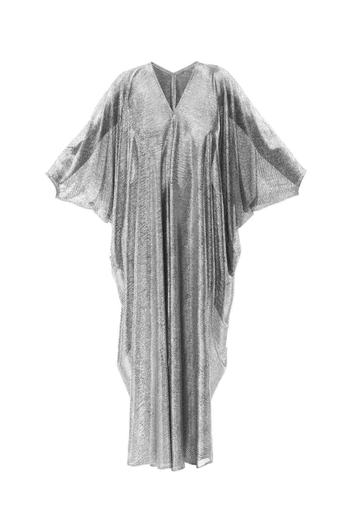 Mantour Metallic Kaftan - Silver Liwan