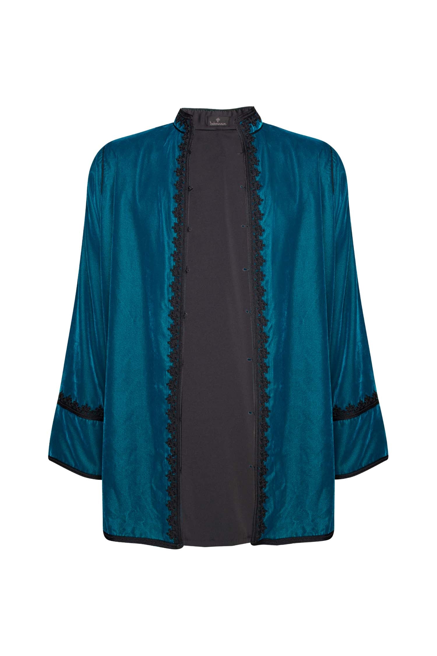 Men's Moroccan Velvet Jacket - Teal