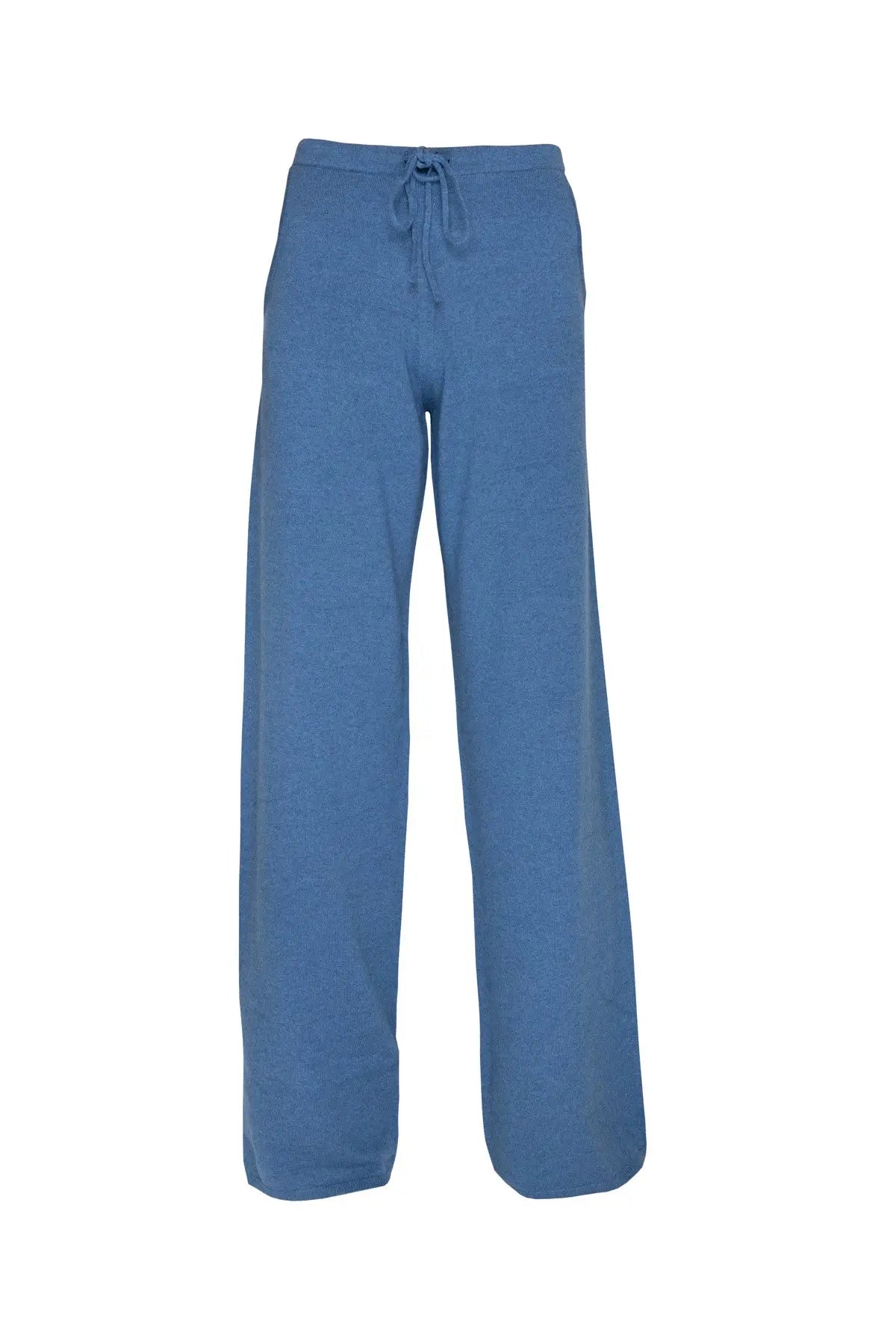 Men's Cashmere Flat Knit Trousers - Soft Denim Hawick Cashmere