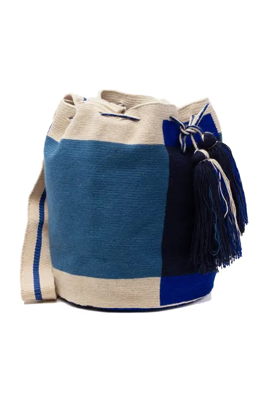 Large Crossbody Bag - Blue & Beige Guanabana