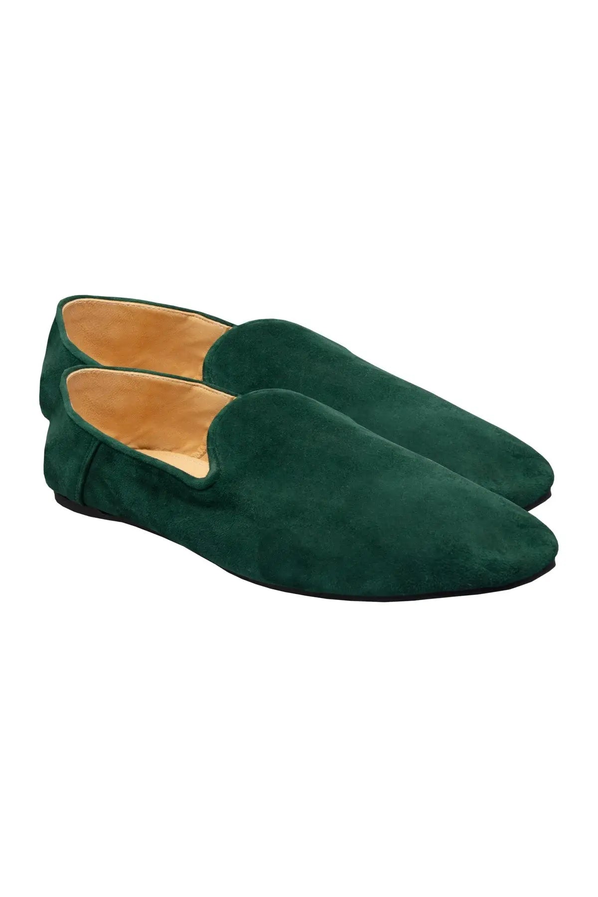 Suede Slippers - Green Liwan