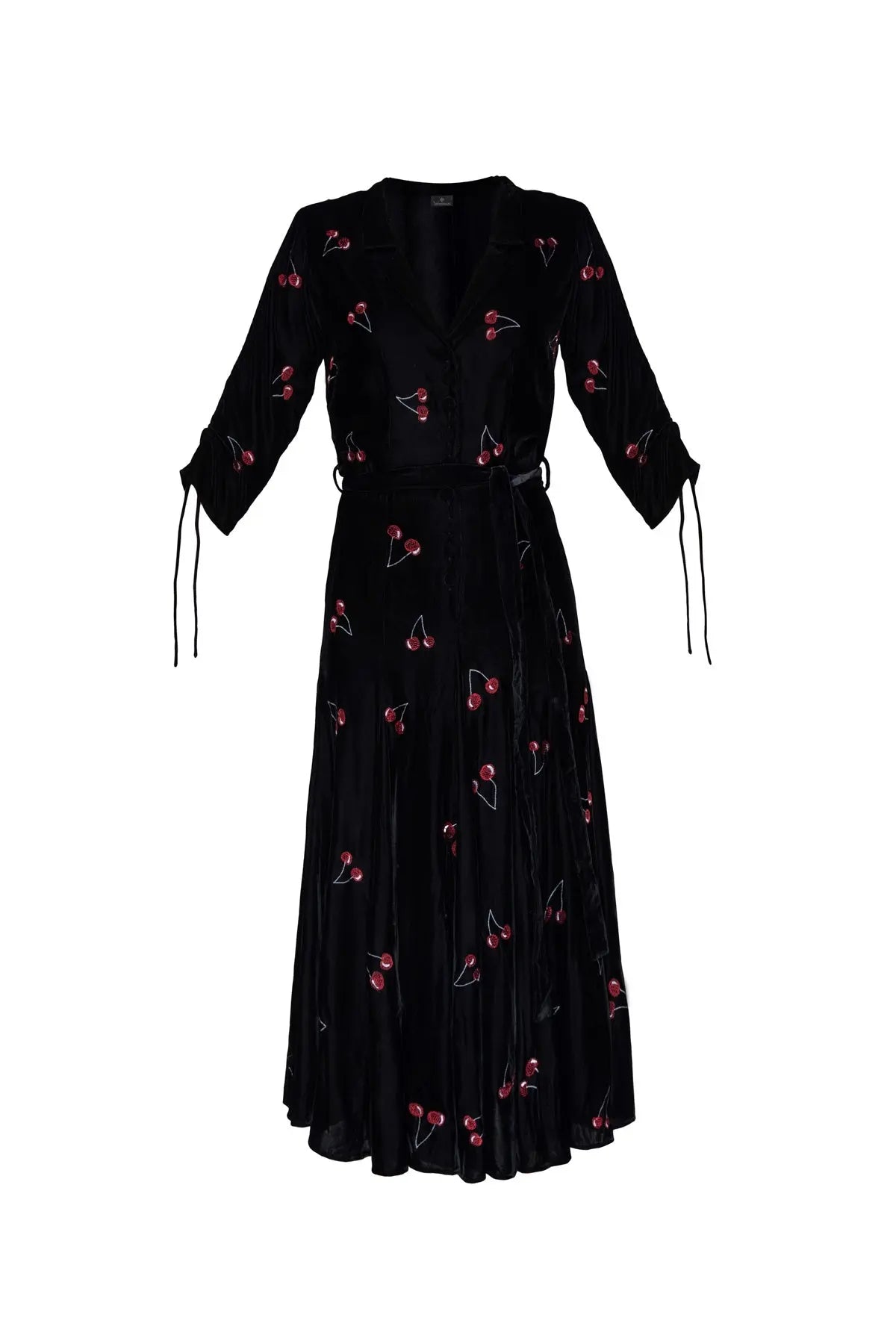 Cherry Bugesha Velvet Dress - Black Debonnaire