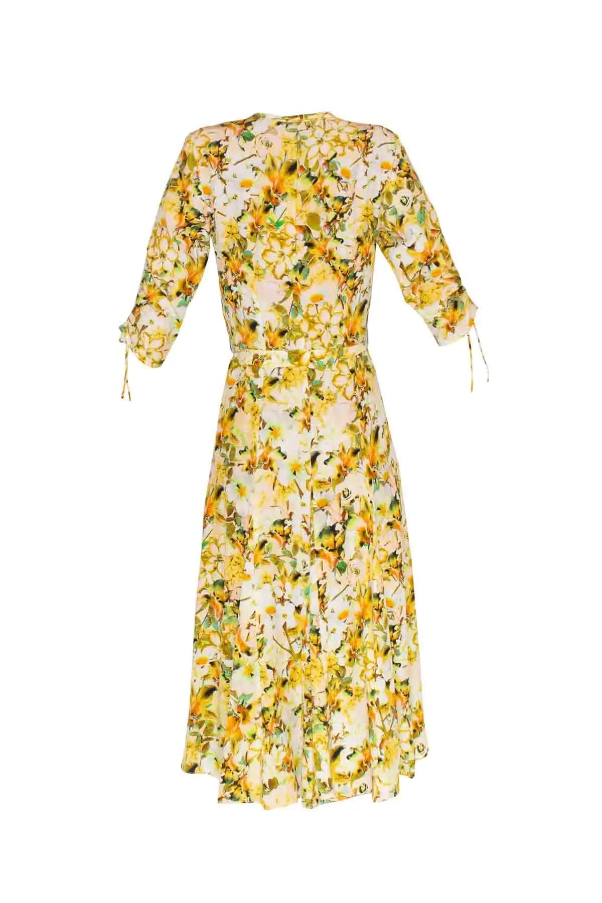 Midi Sleeve Bugesha Dress - Yellow Orchid Debonnaire