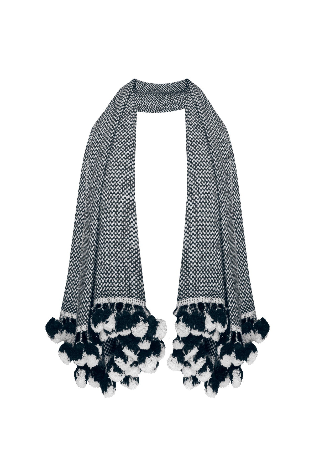 Cashmere Star Shawl - Navy & White Tassels