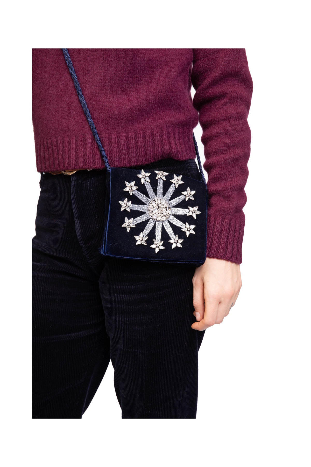 Star Crystal Velvet Bag - Blue