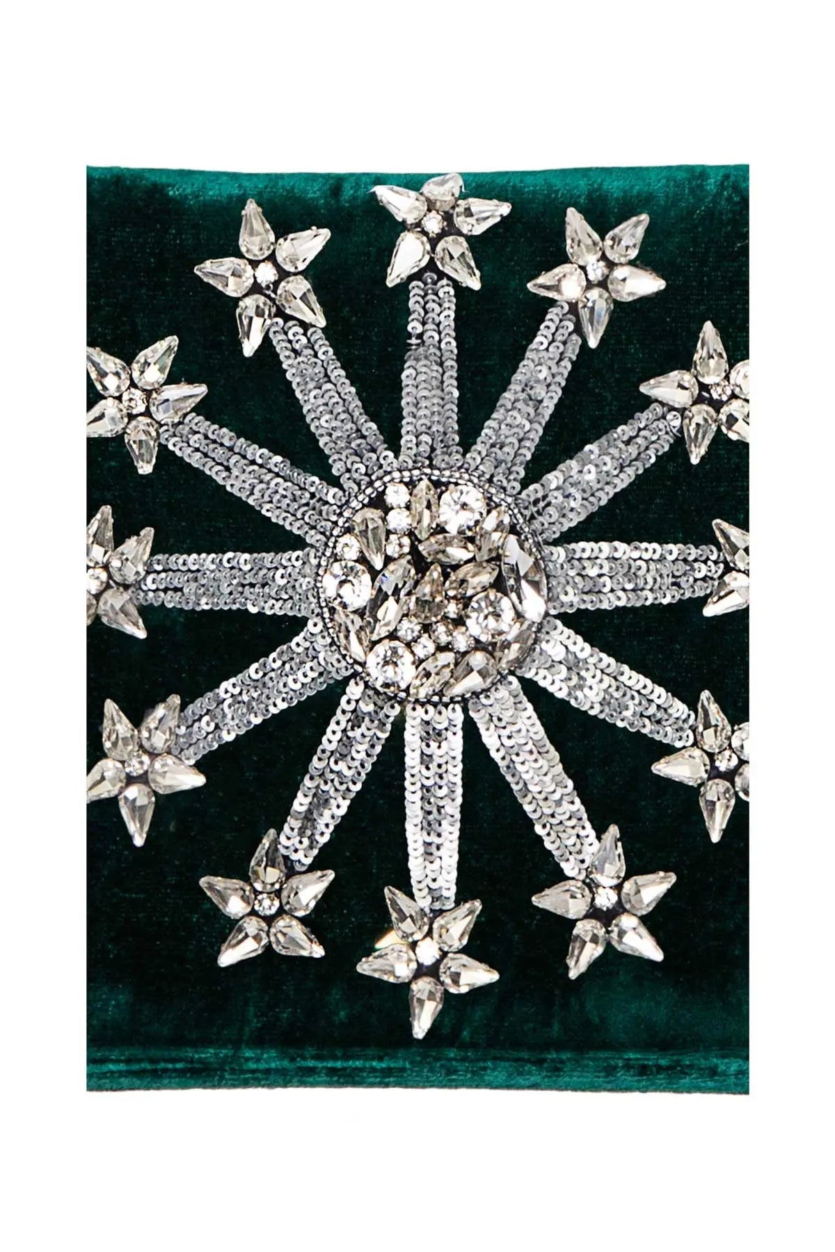 Star Crystal Velvet Bag - Green Debonnaire