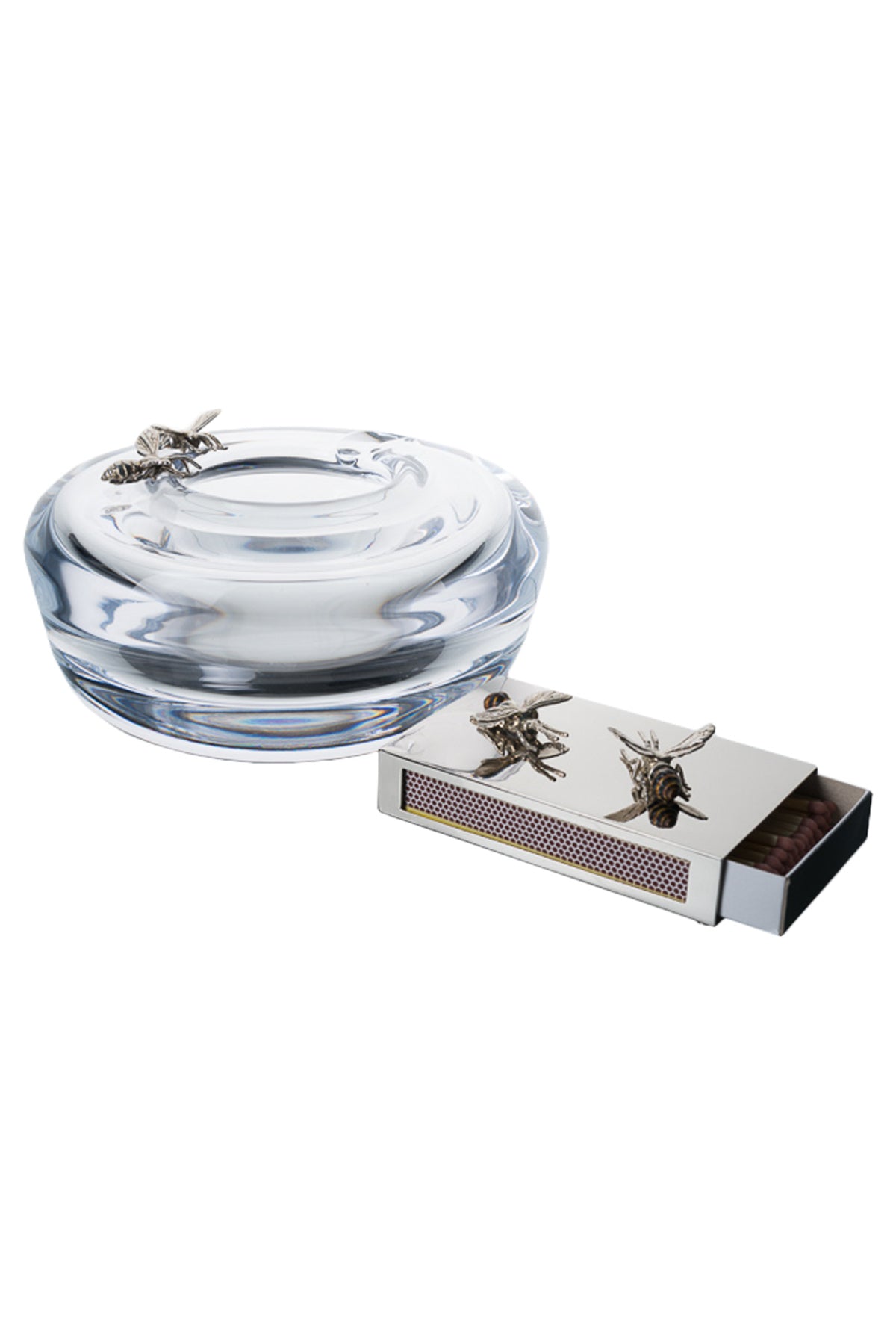 Silver Match Box Cover - Bees