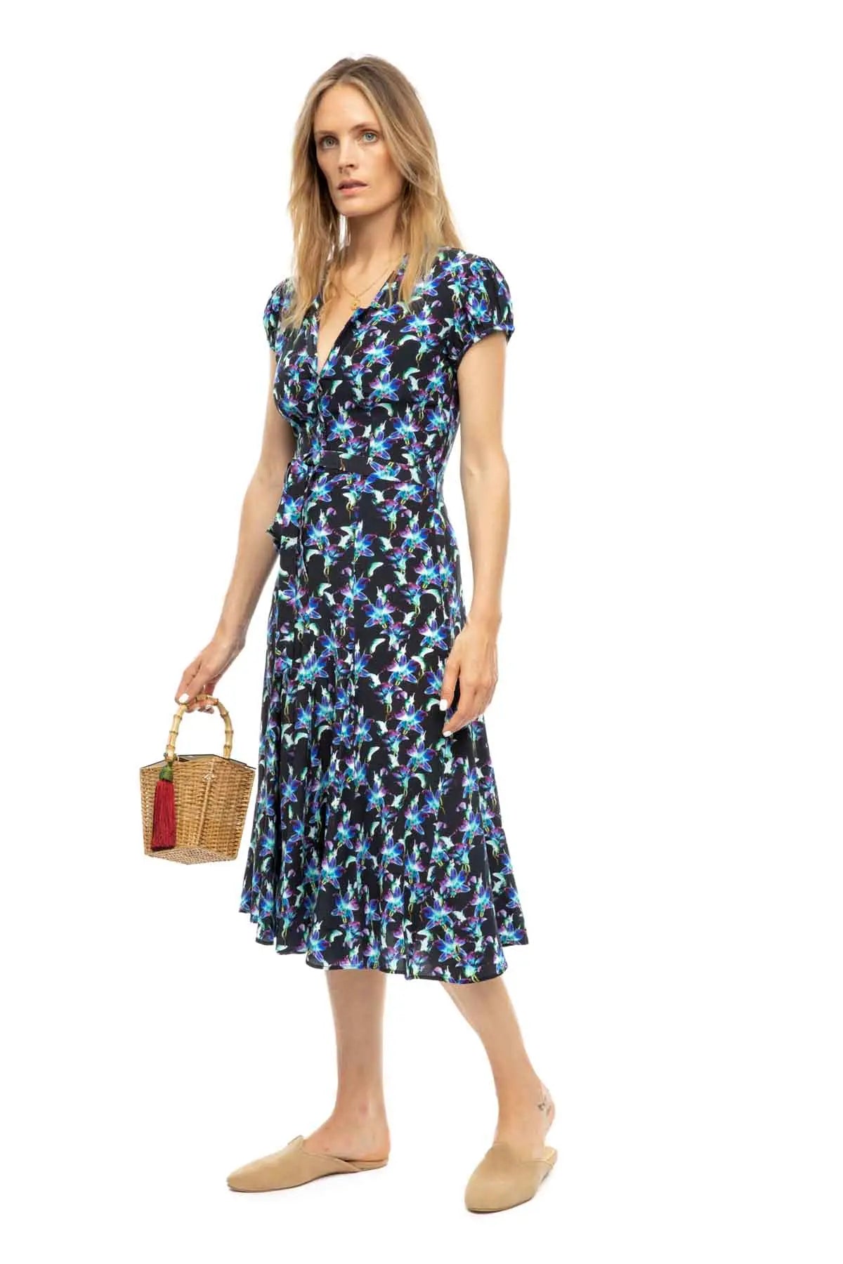 Silk Bugesha Dress - Black Orchid Debonnaire