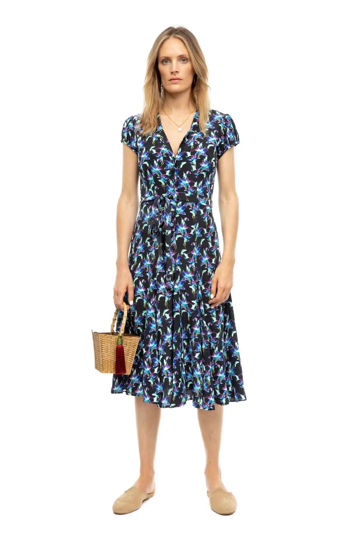 Silk Bugesha Dress - Black Orchid Debonnaire