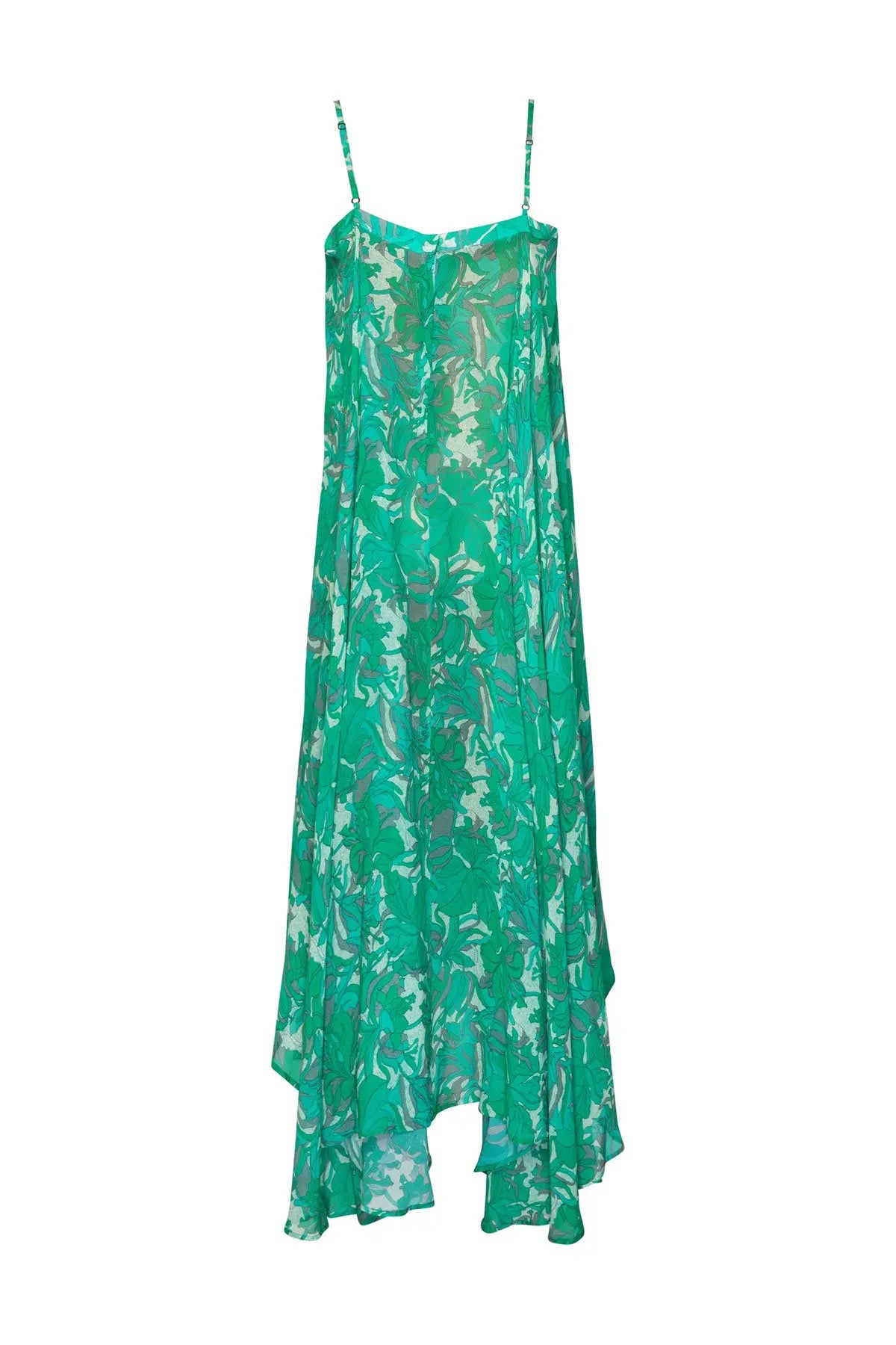 Silk Floral Circle Dress - Green Debonnaire