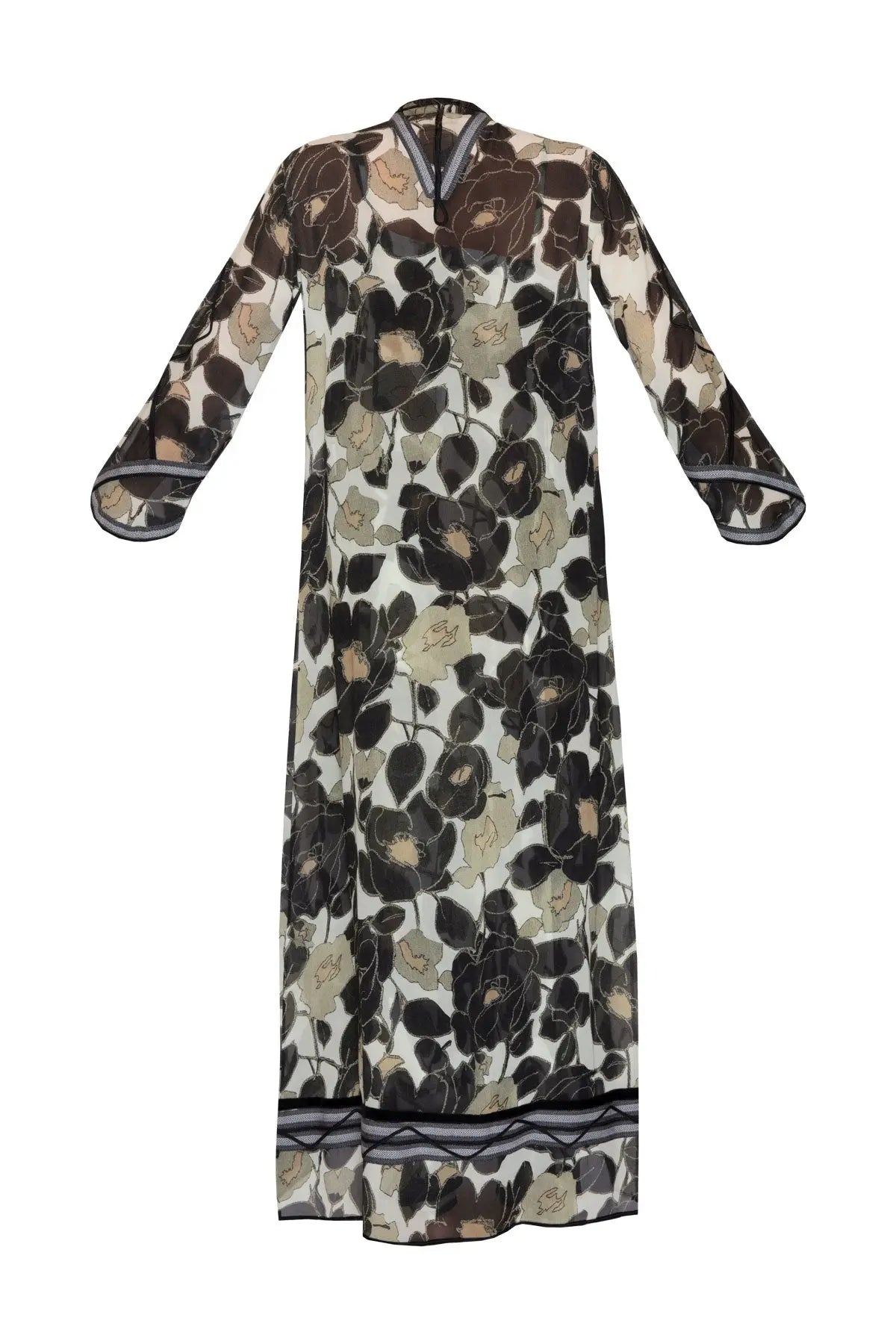 Silk Floral Coat - Olive Debonnaire