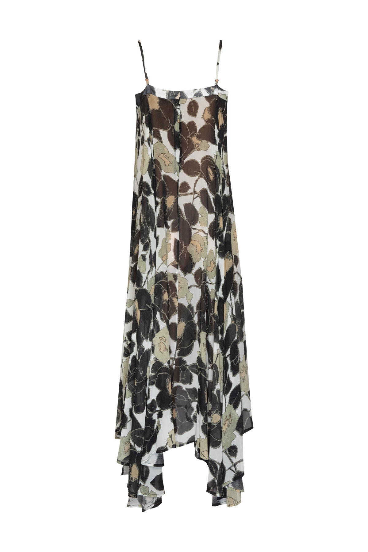 Silk Floral Circle Dress - Olive