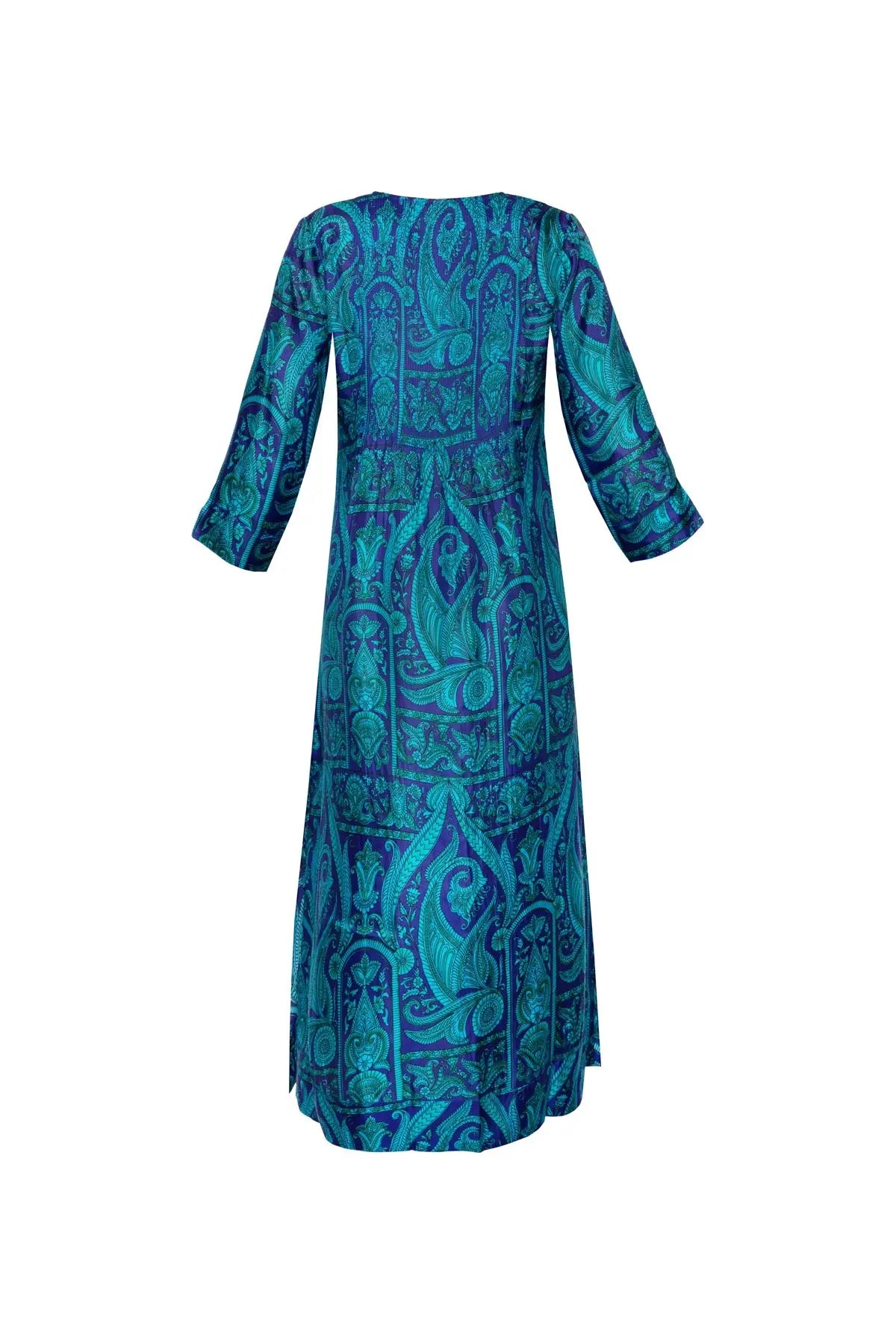 Heidi Silk Dress - Blue Kalyan