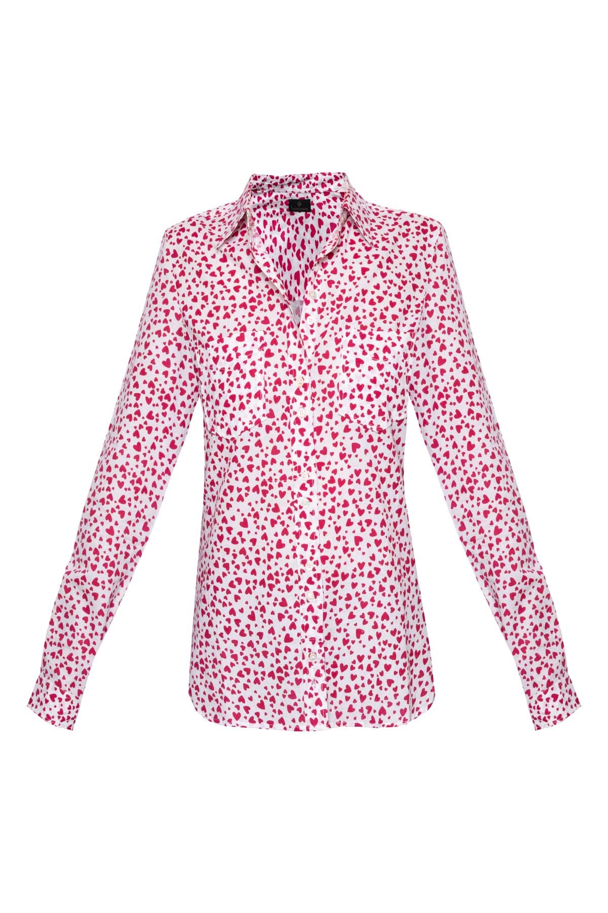 Women's Cotton Shirt -  Magenta Hearts