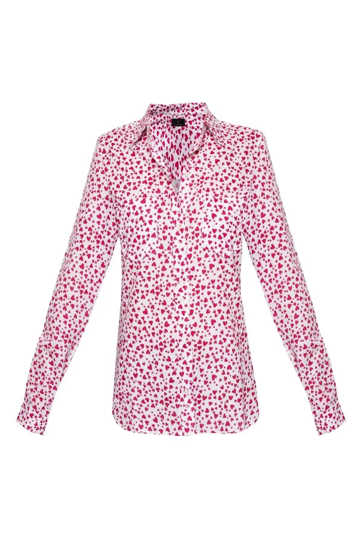 Women's Cotton Shirt - Magenta Hearts Debonnaire