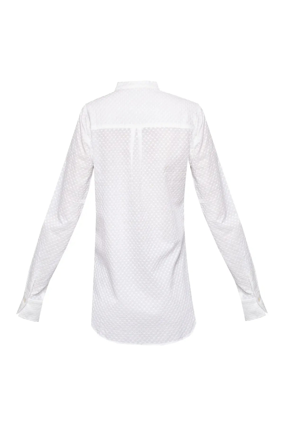 Women's Cotton Shirt - White Embroidered Dots Debonnaire