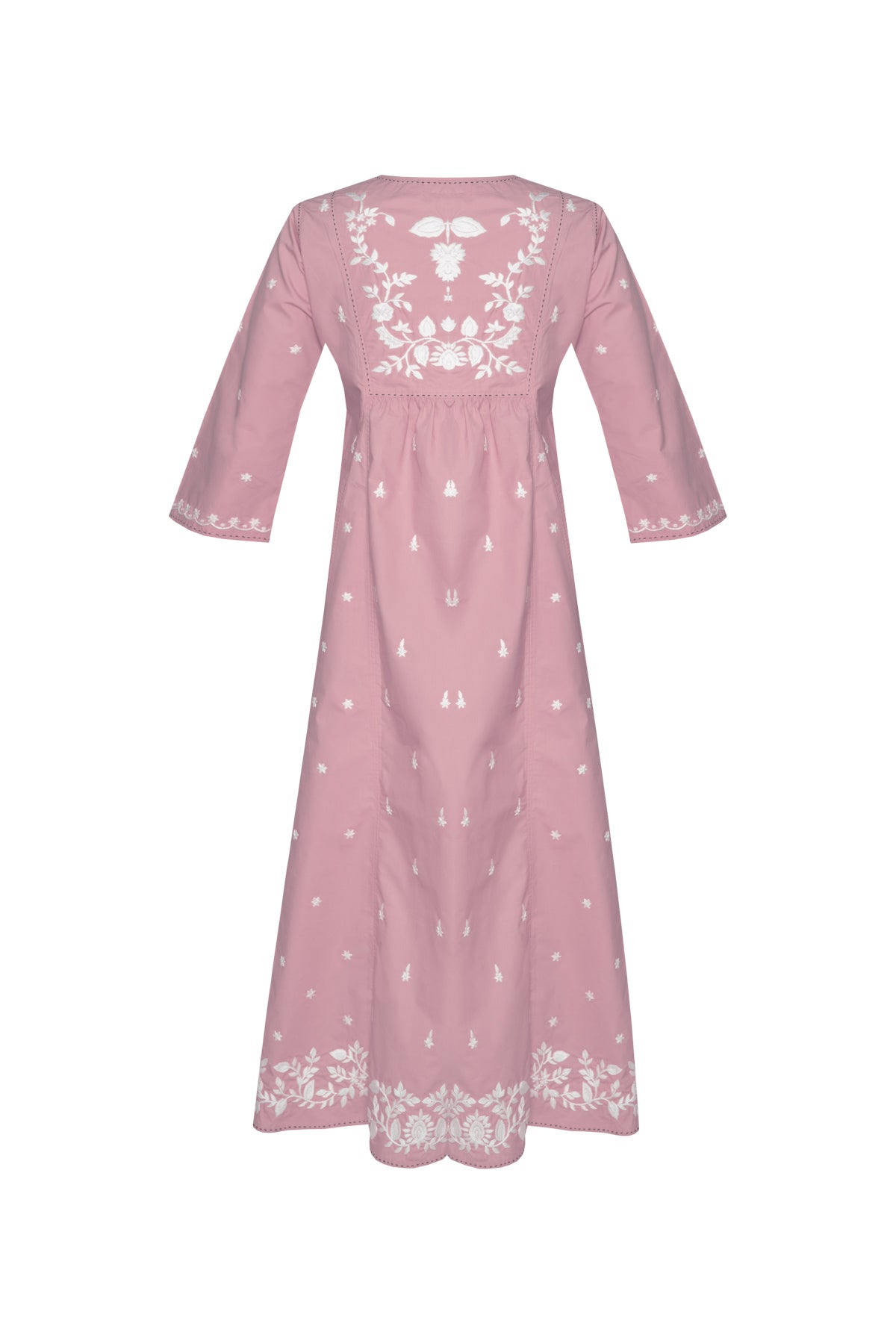 Lotus Cotton Embroidered Dress - Attar Of Roses