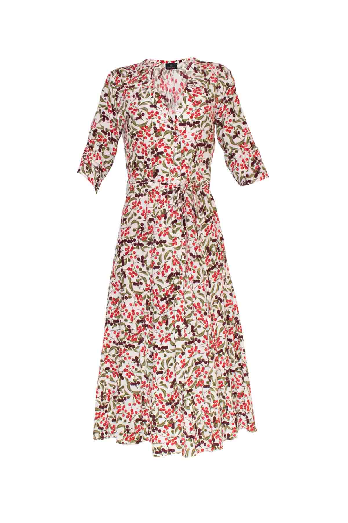 Silk Bugesha Midi Dress - Cherry Debonnaire