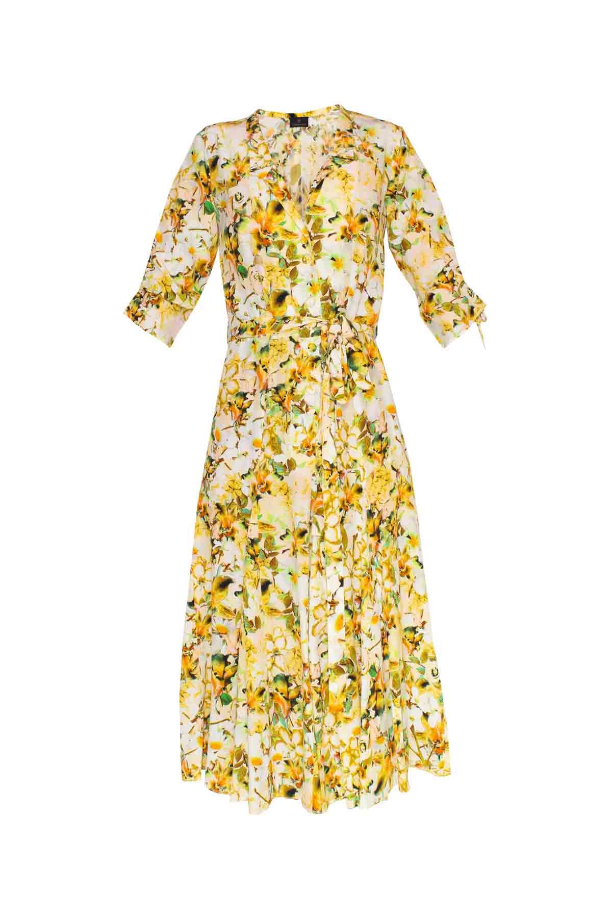 Midi Sleeve Bugesha Dress - Yellow Orchid Debonnaire