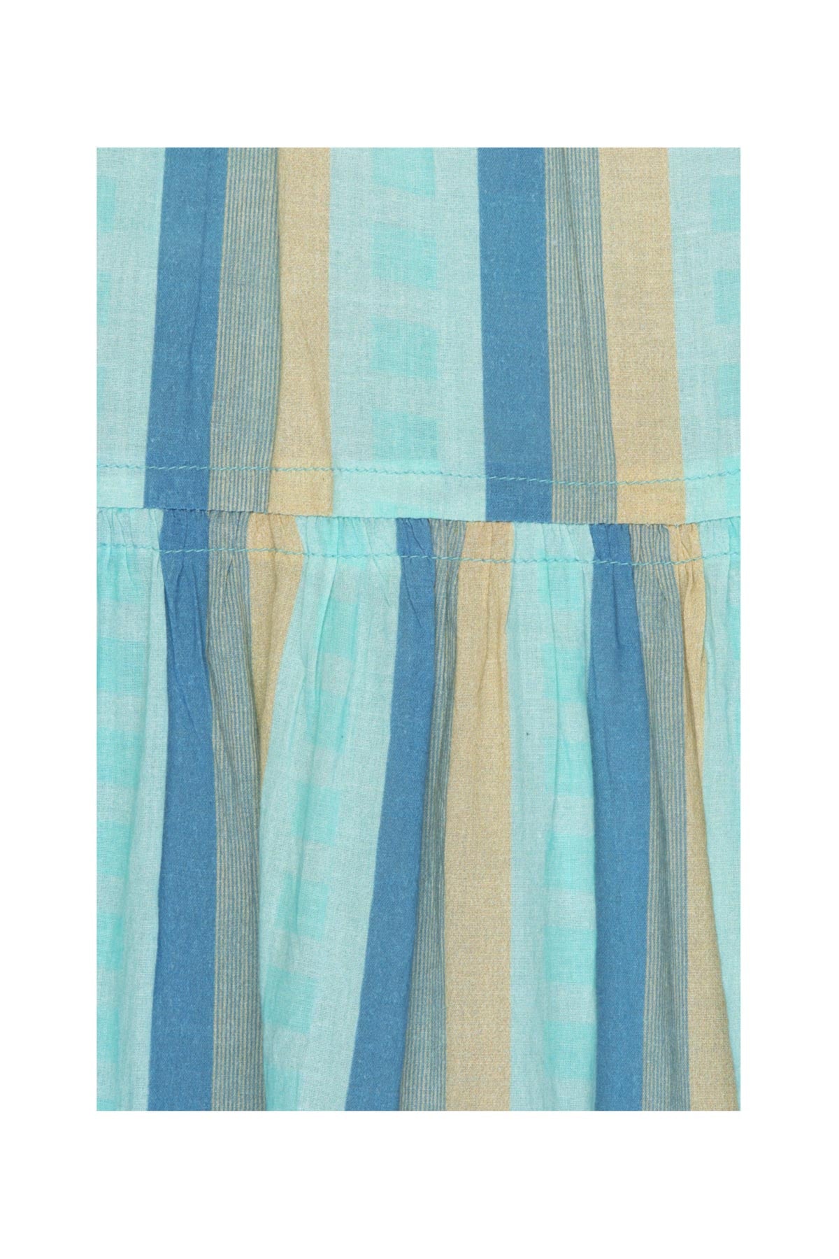 Long Cotton Sun Dress - Blue Stripes