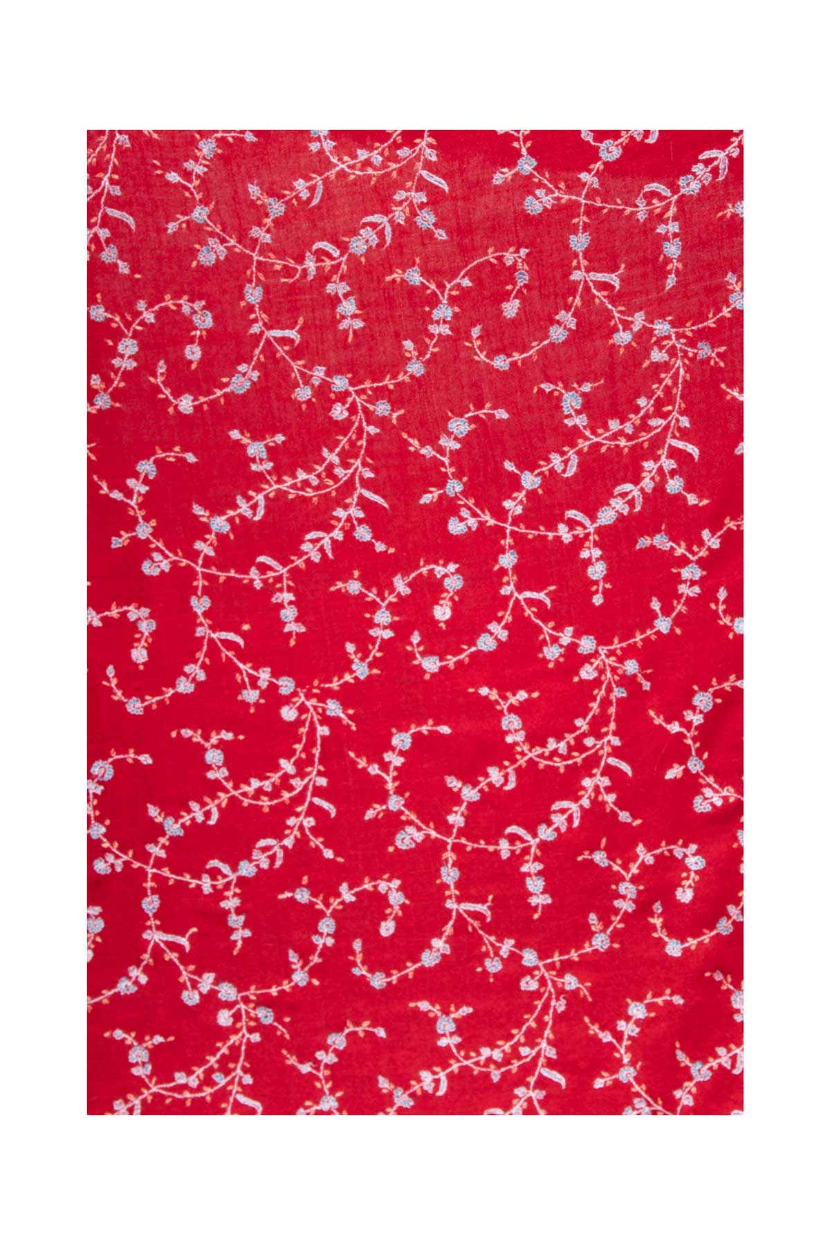 Full Floral Embroidered Pashmina Shawl - Red & Grey