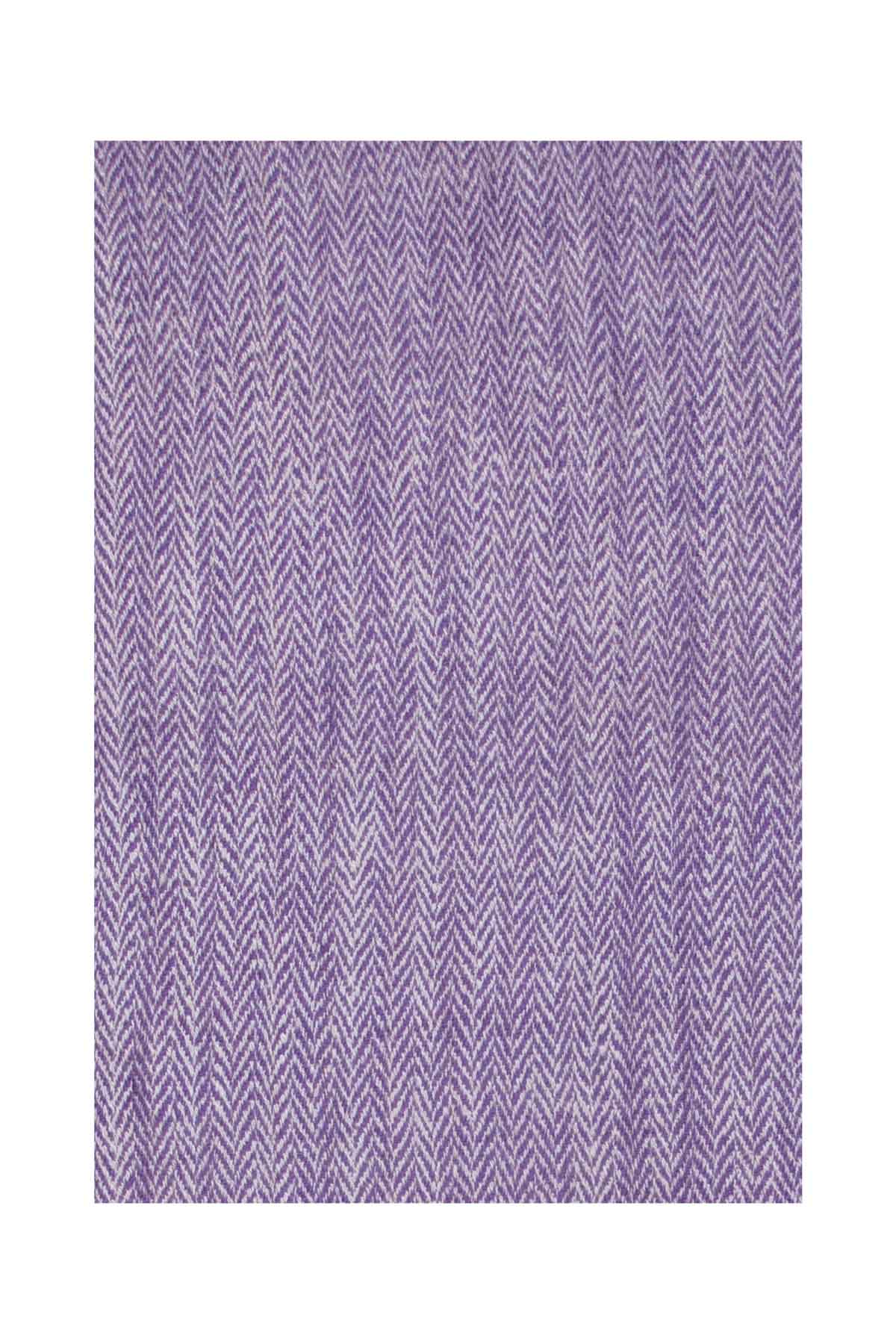 Herringbone Cashmere Blanket - Purple & White