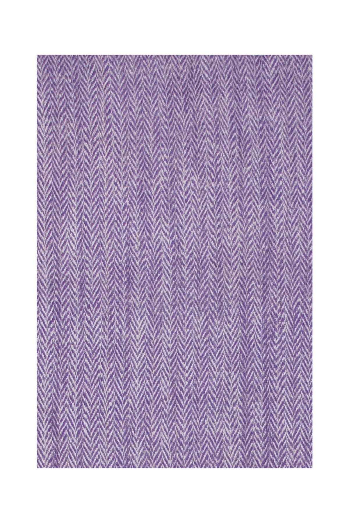 Herringbone Cashmere Blanket - Purple & White Debonnaire