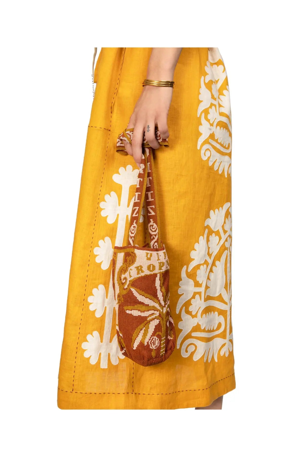 Beaded Vida Tropical Mochila - Cigar & Apricot Johanna Ortiz