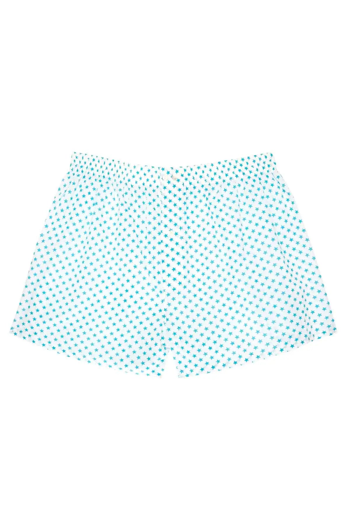 Men's Boxers - Large Turquoise Stars Debonnaire