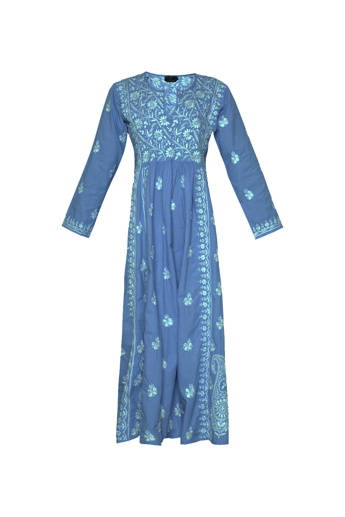 Cotton Embroidered Dress - Ocean Blue