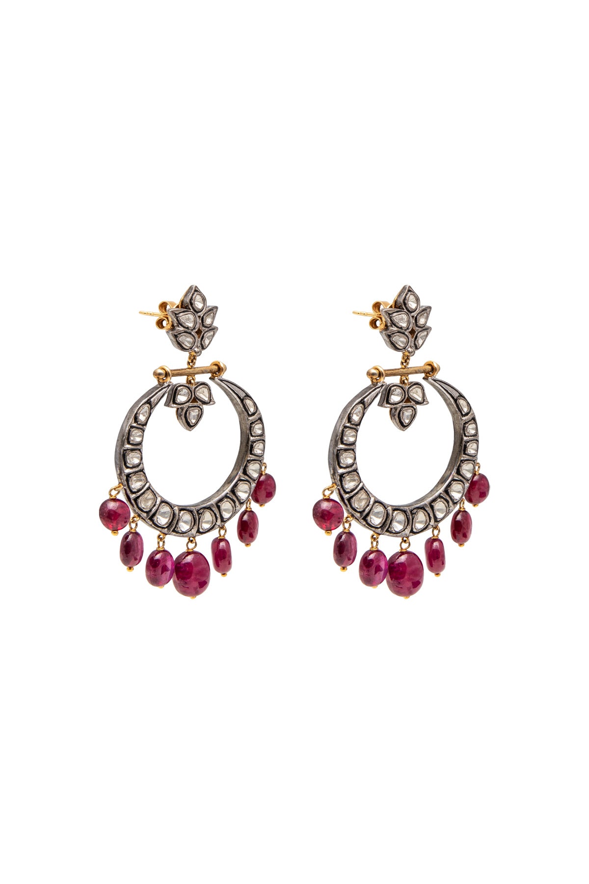 Diamond & Ruby Hoop Earrings