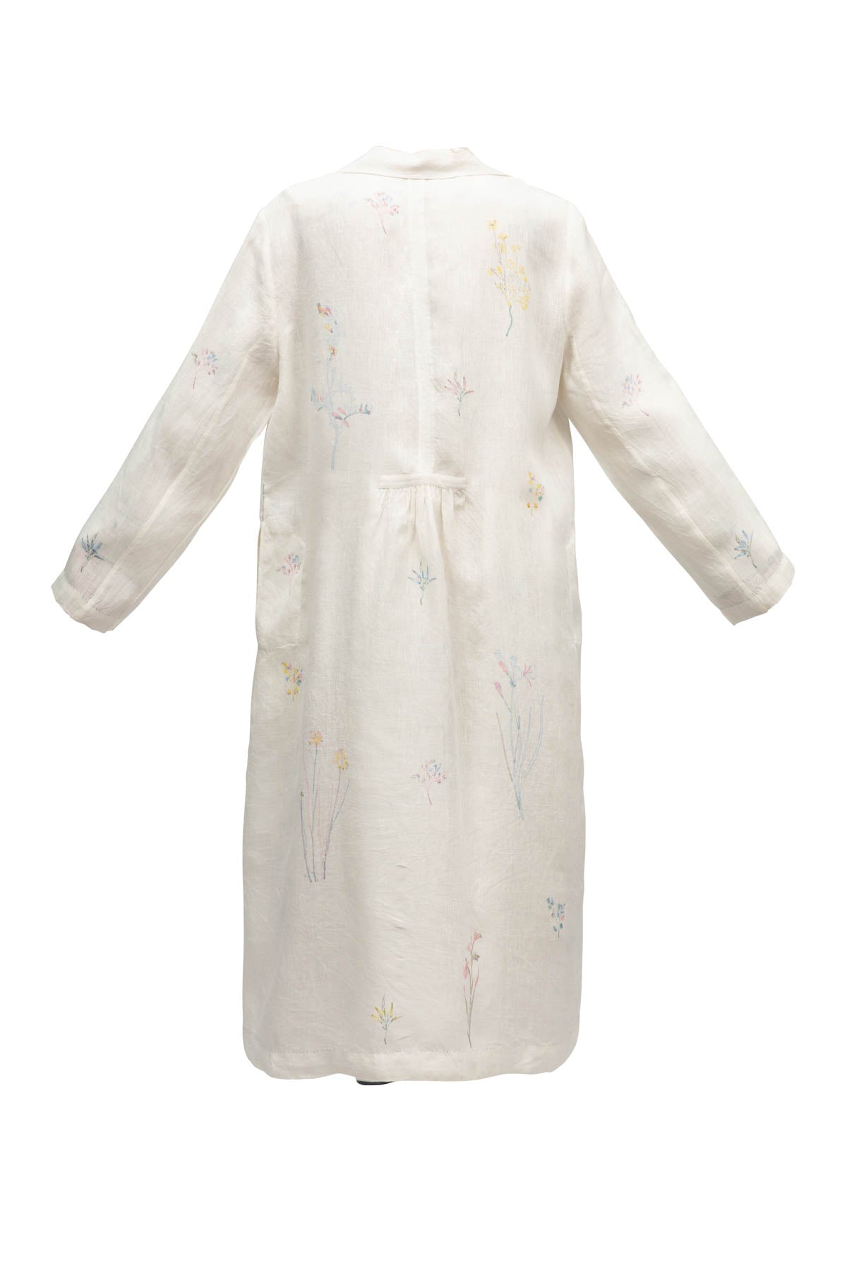 Monaco Floral Linen Coat - White