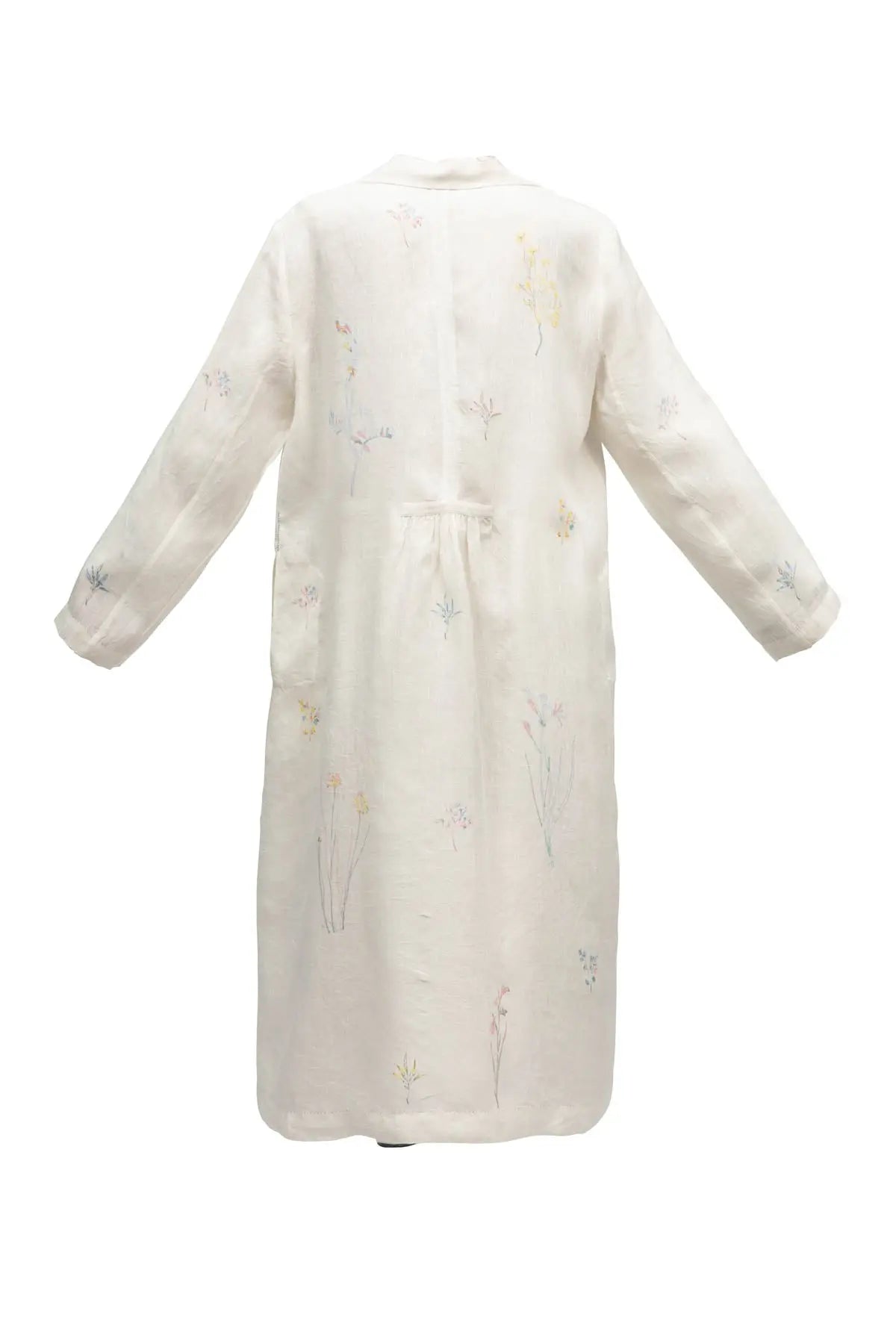 Monaco Floral Linen Coat - White Eka
